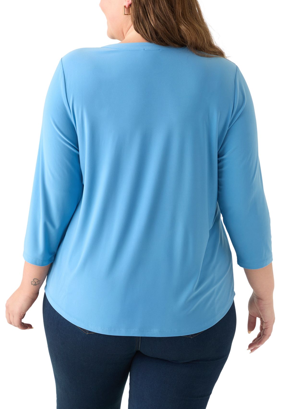 Plus Size 3/4 Sleeve Pocket Top