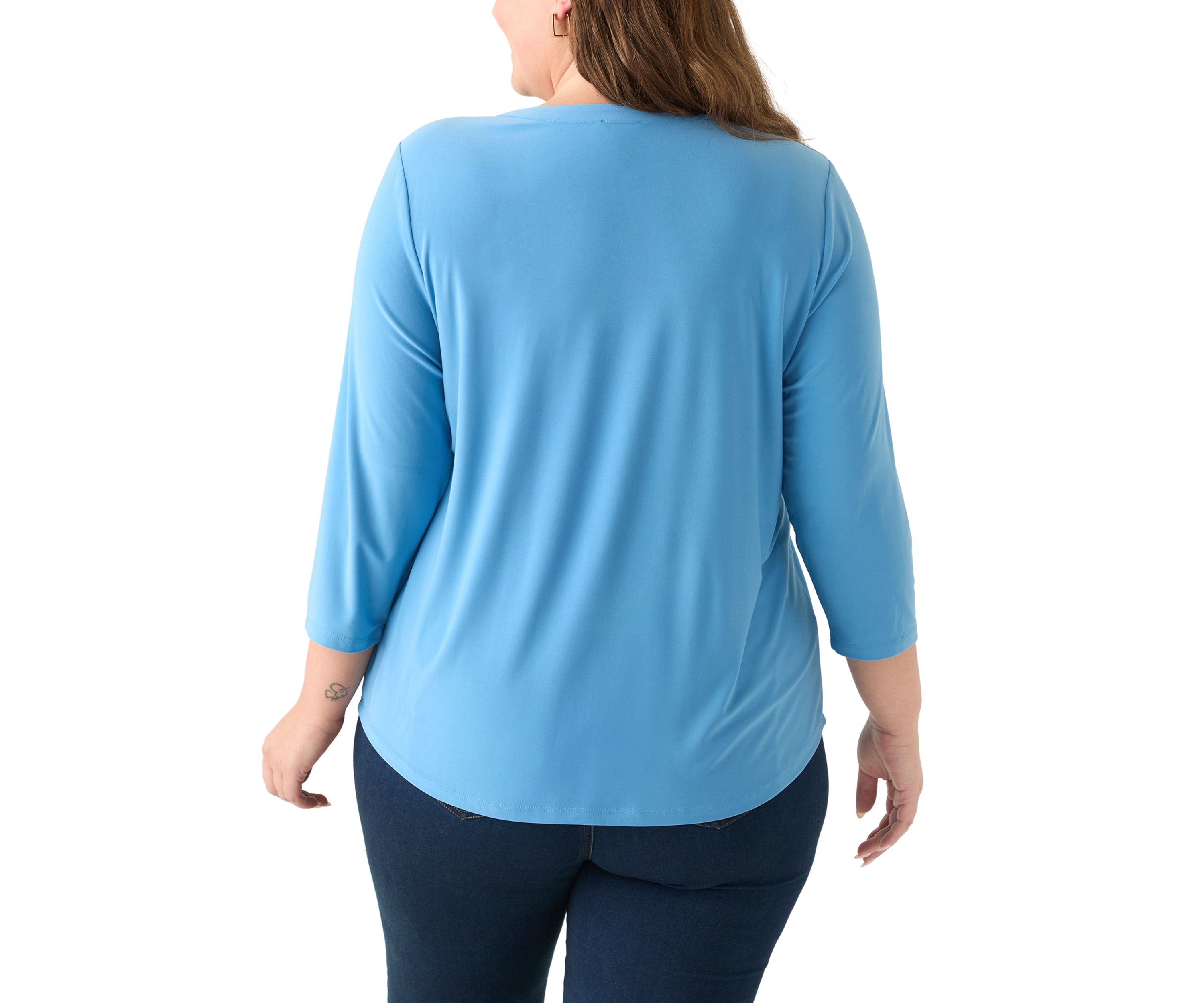 Plus Size 3/4 Sleeve Pocket Top