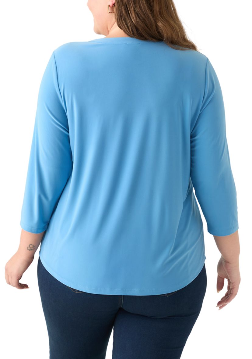 Plus Size 3/4 Sleeve Pocket Top