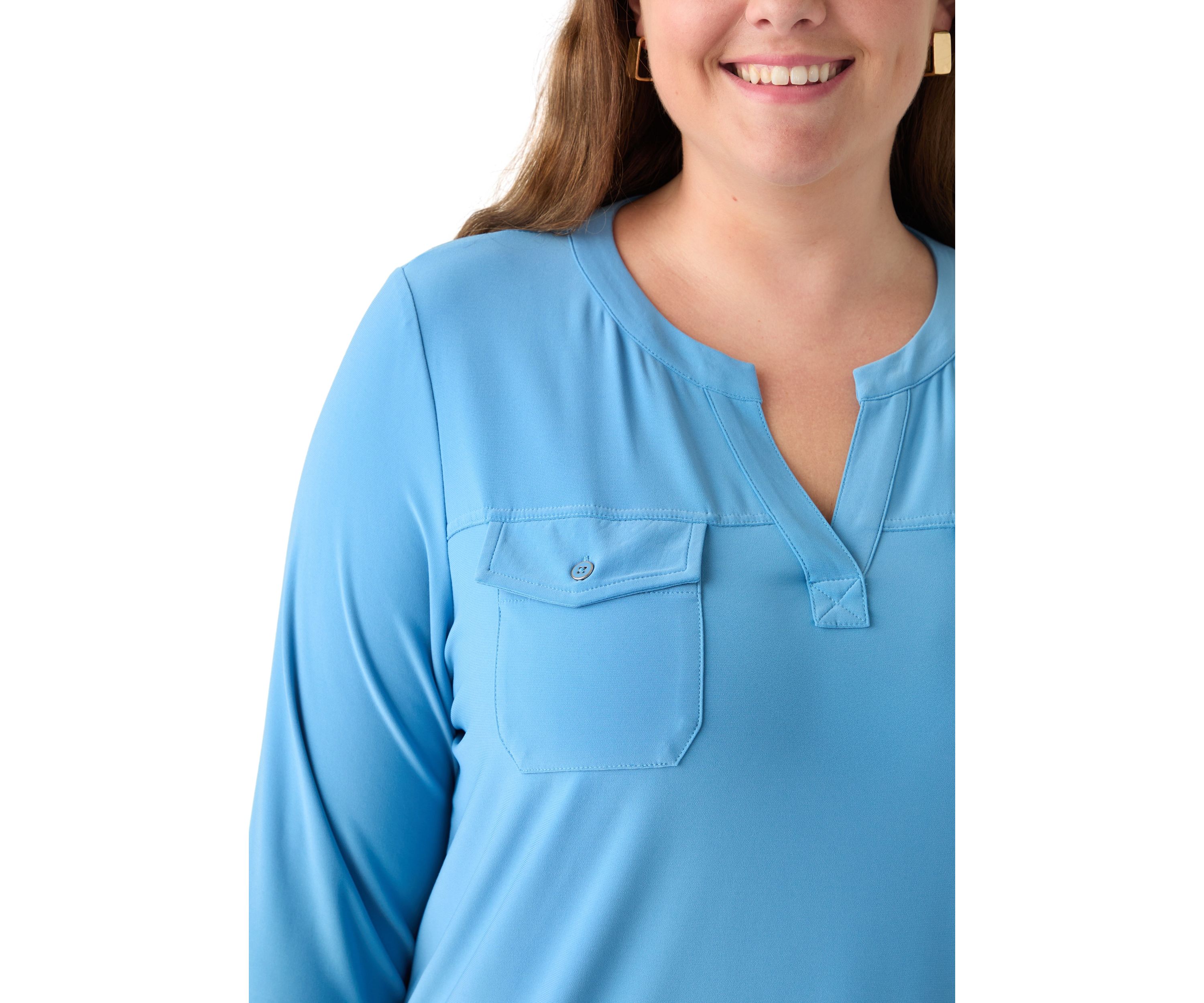 Plus Size 3/4 Sleeve Pocket Top