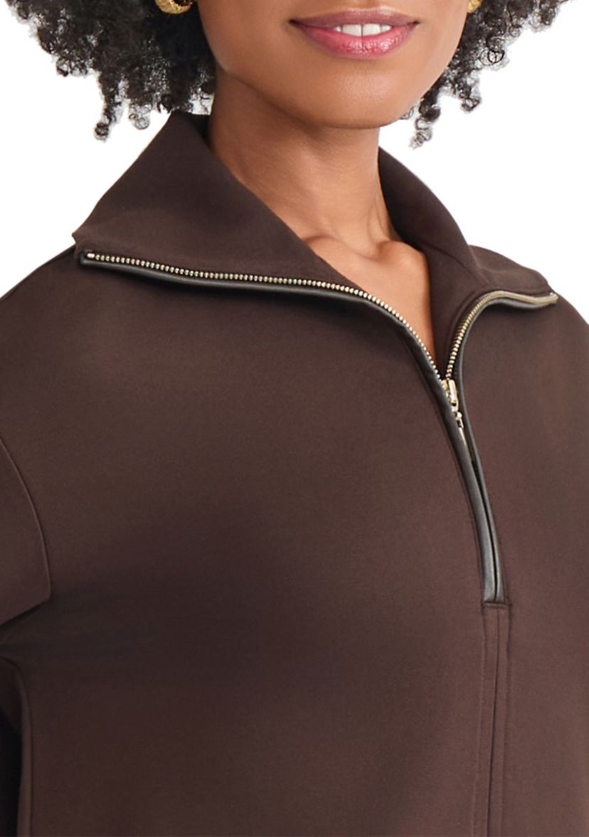 Petite Zip Front Pullover with Elbow Pads