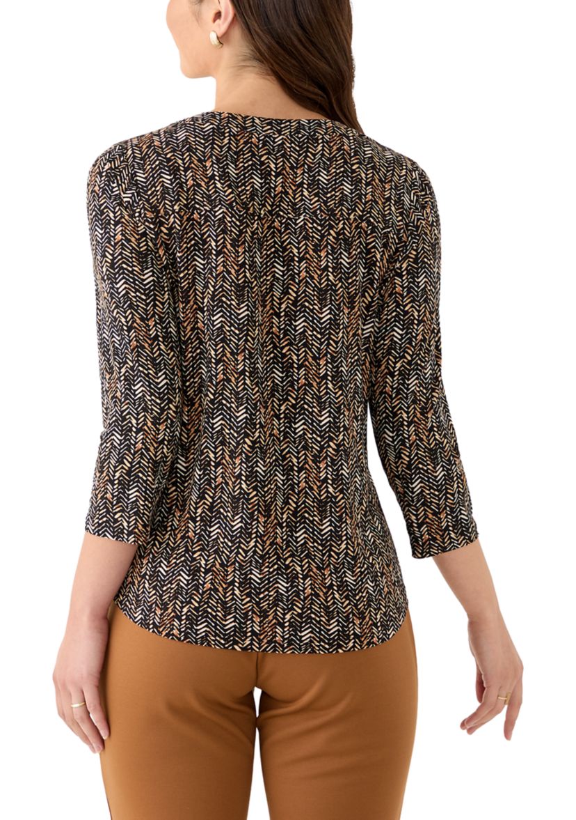 Womens 3/4 Sleeve Print Top