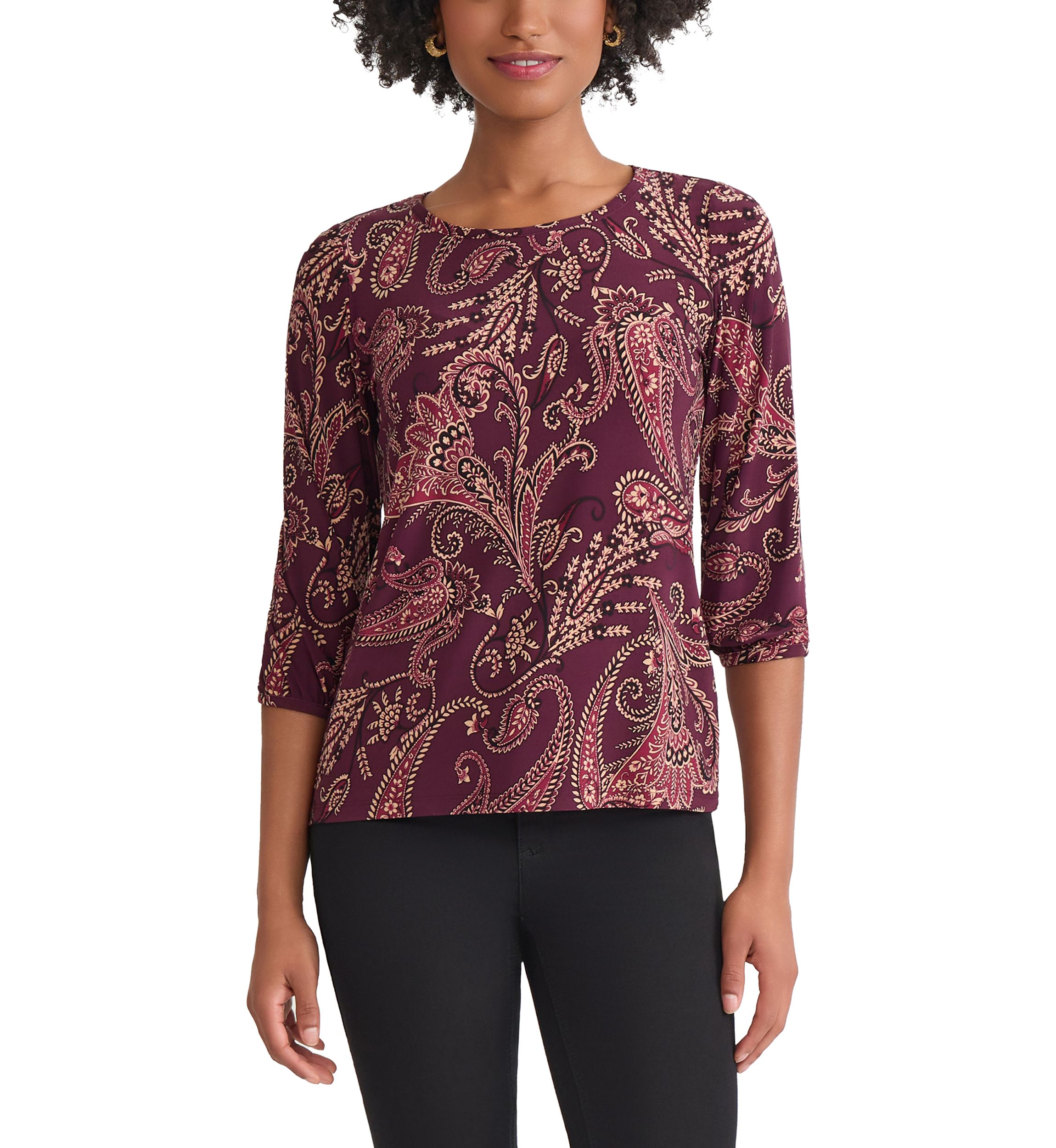 Womens 3/4 Puff Cuff Top