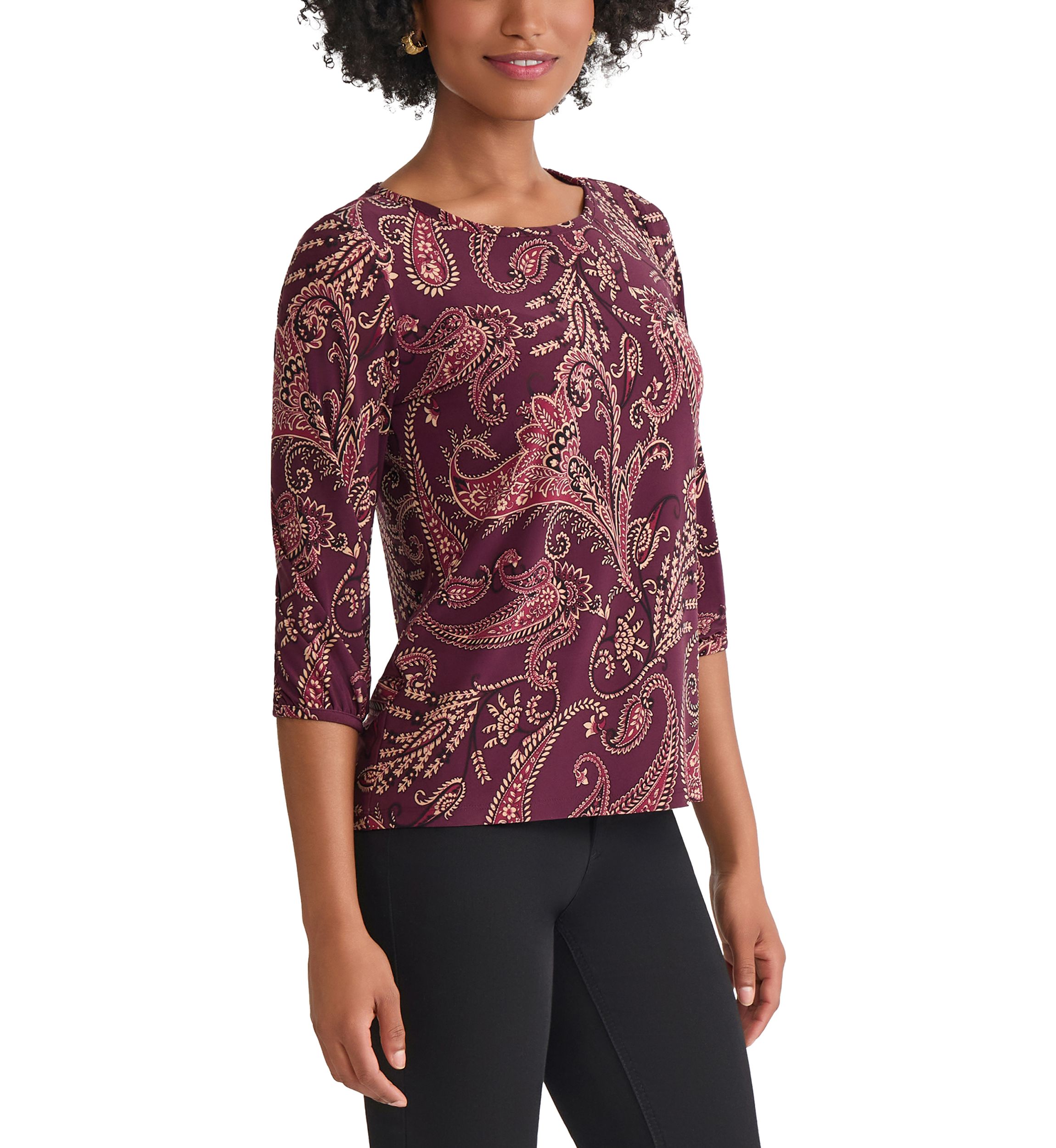 Womens 3/4 Puff Cuff Top