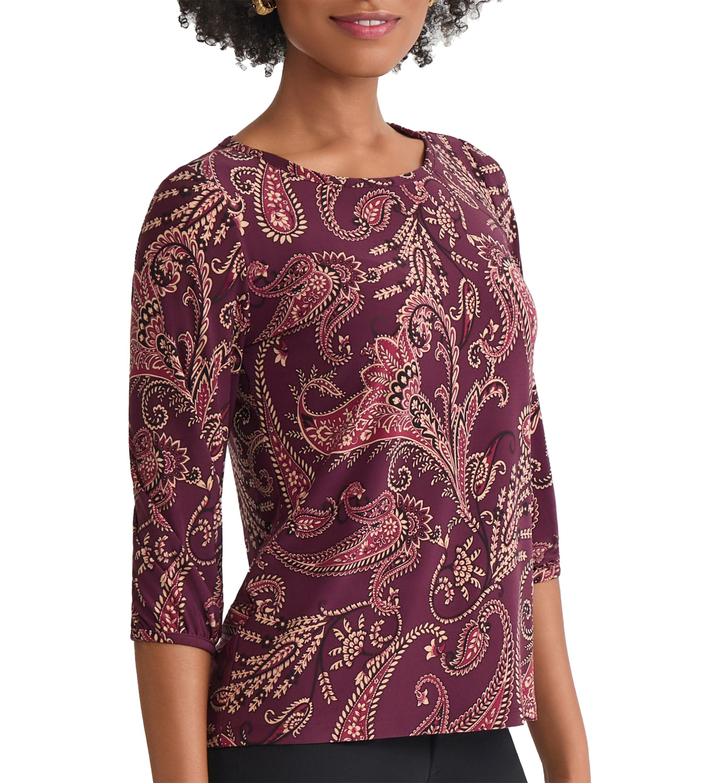 Womens 3/4 Puff Cuff Top