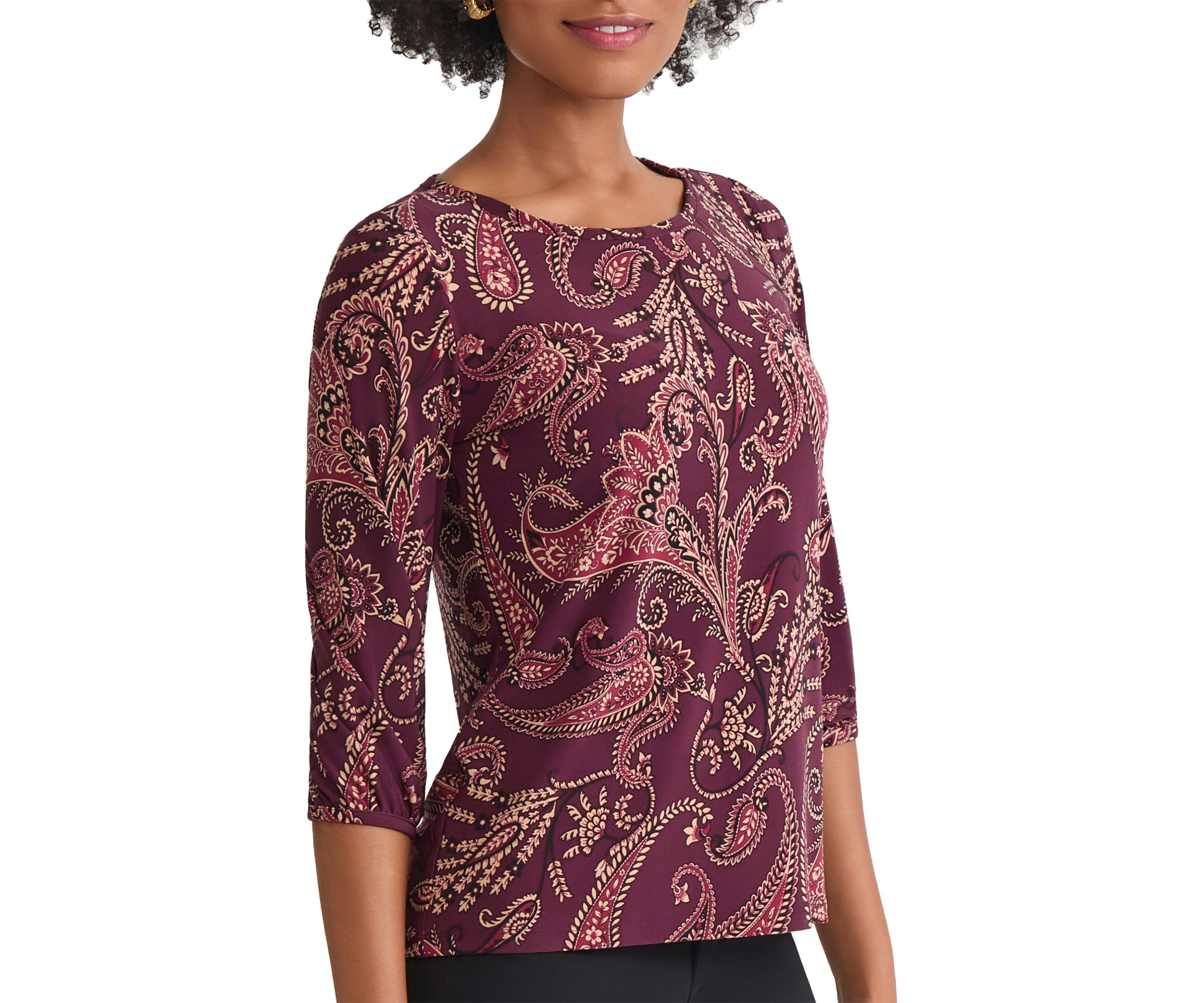 Womens 3/4 Puff Cuff Top
