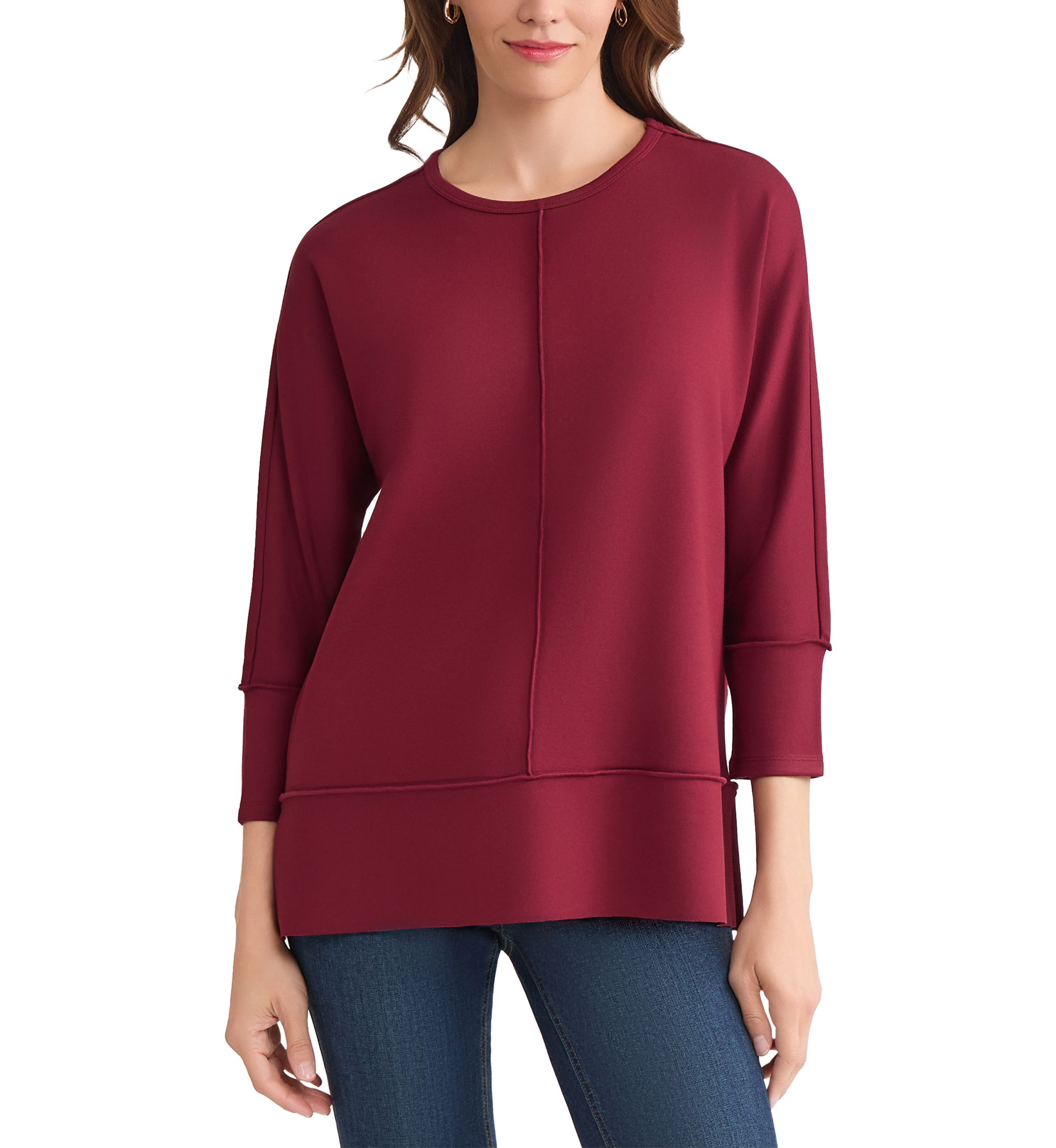 Petite Three Quarter Dolman Sleeve Detail T-Shirt