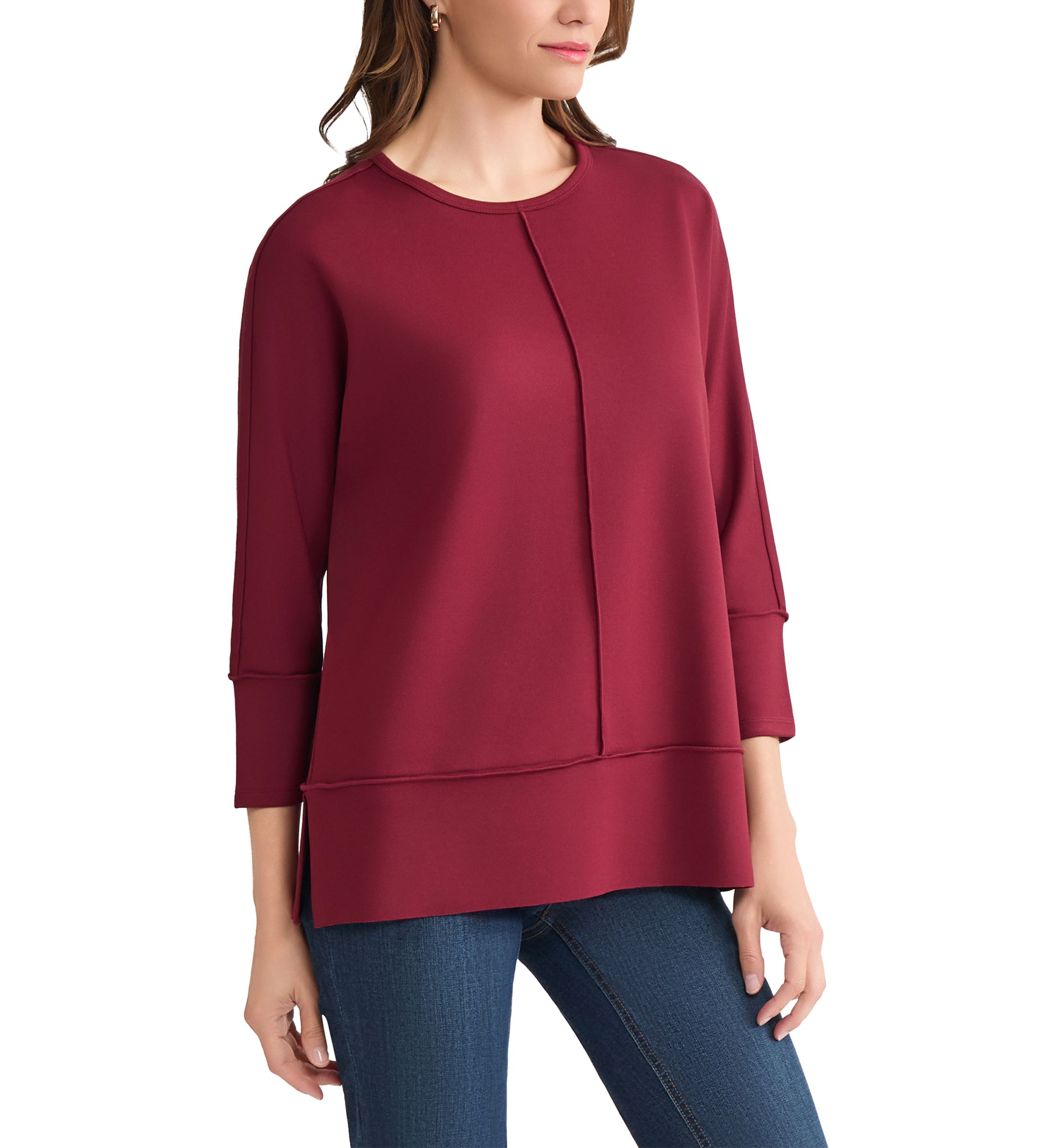 Petite Three Quarter Dolman Sleeve Detail T-Shirt