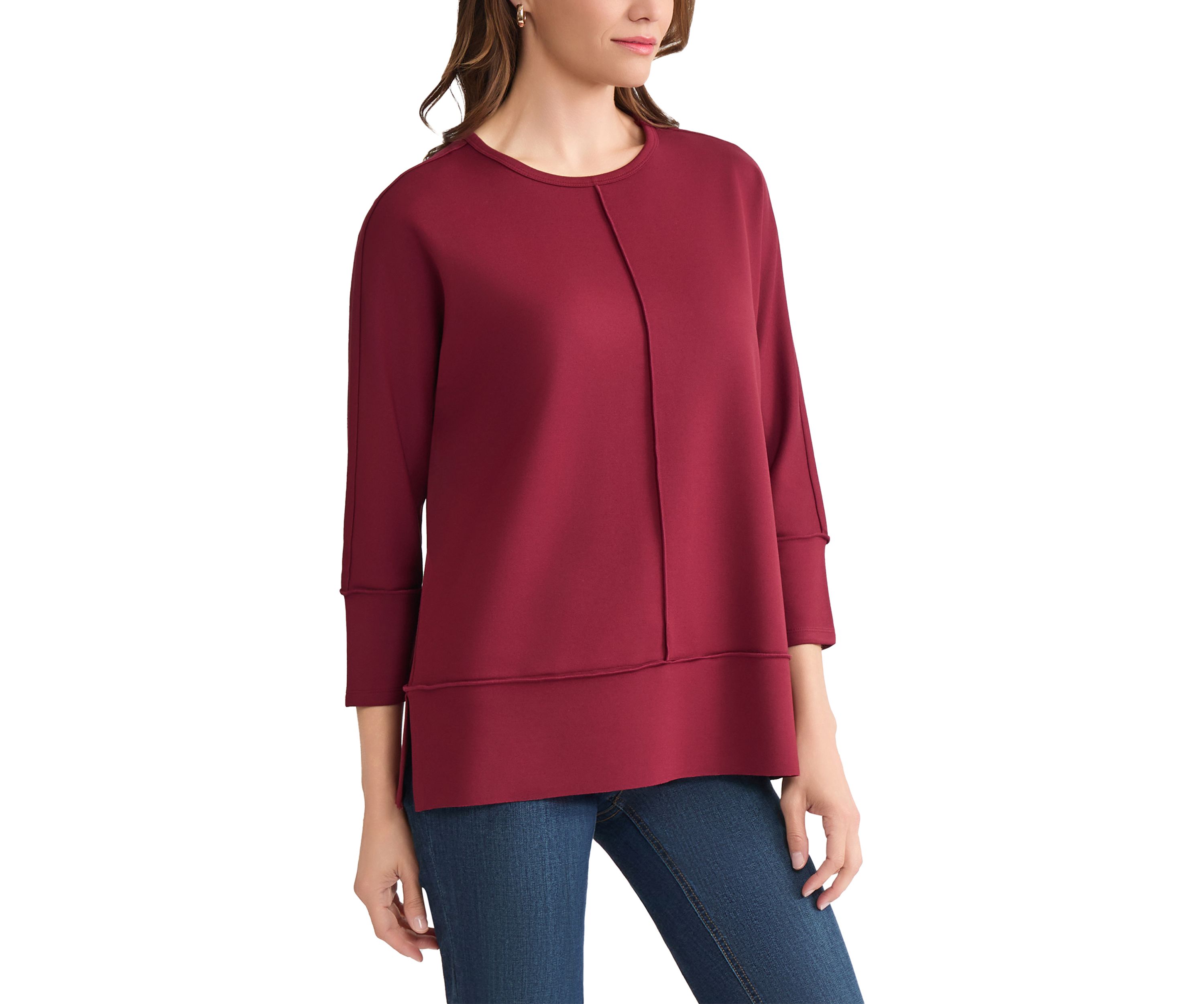 Petite Three Quarter Dolman Sleeve Detail T-Shirt