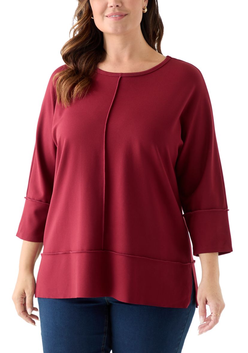 Plus Size Serenity Knit 3/4 Dolman Sleeve Tunic Top