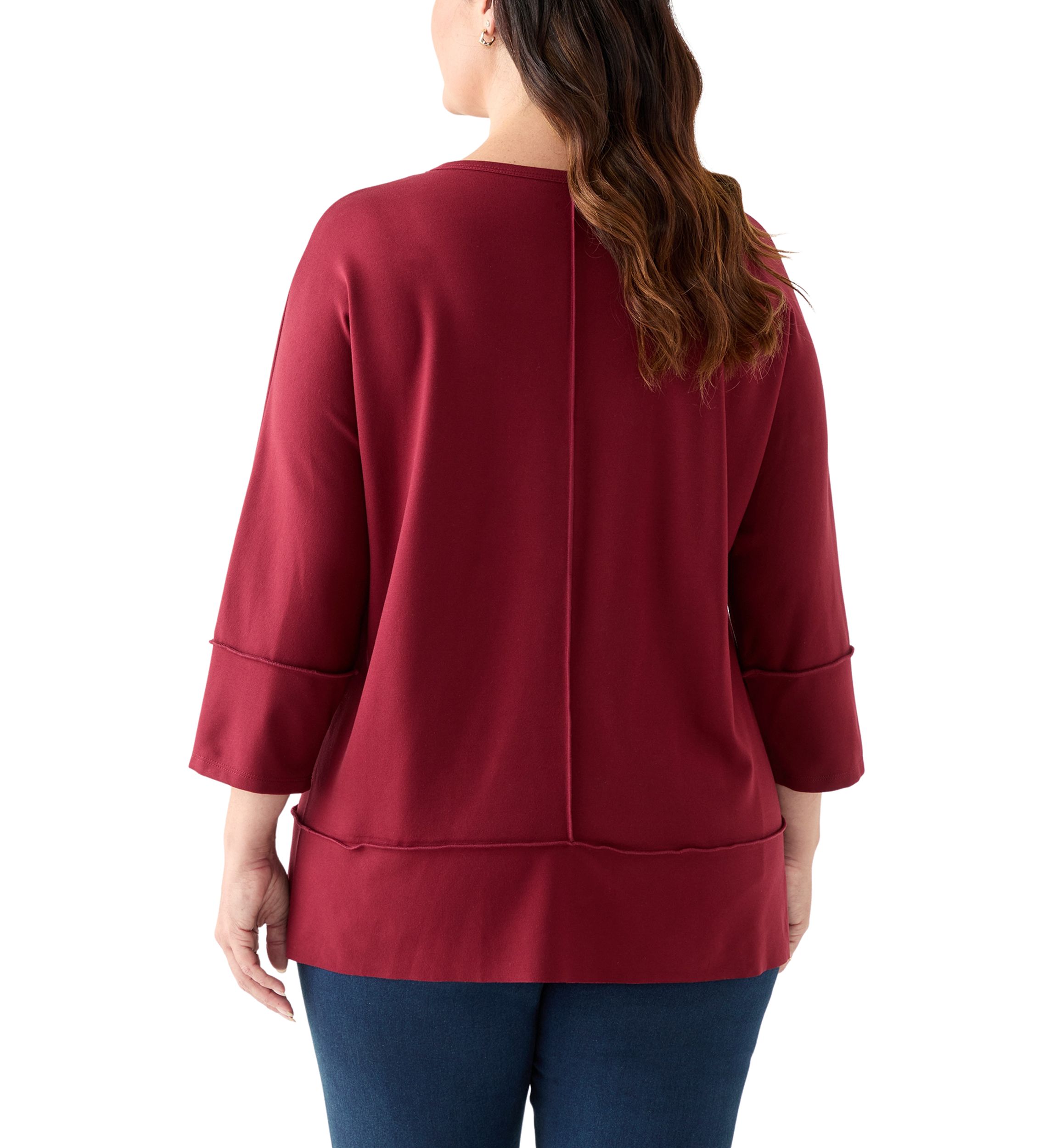 Plus Size Serenity Knit 3/4 Dolman Sleeve Tunic Top