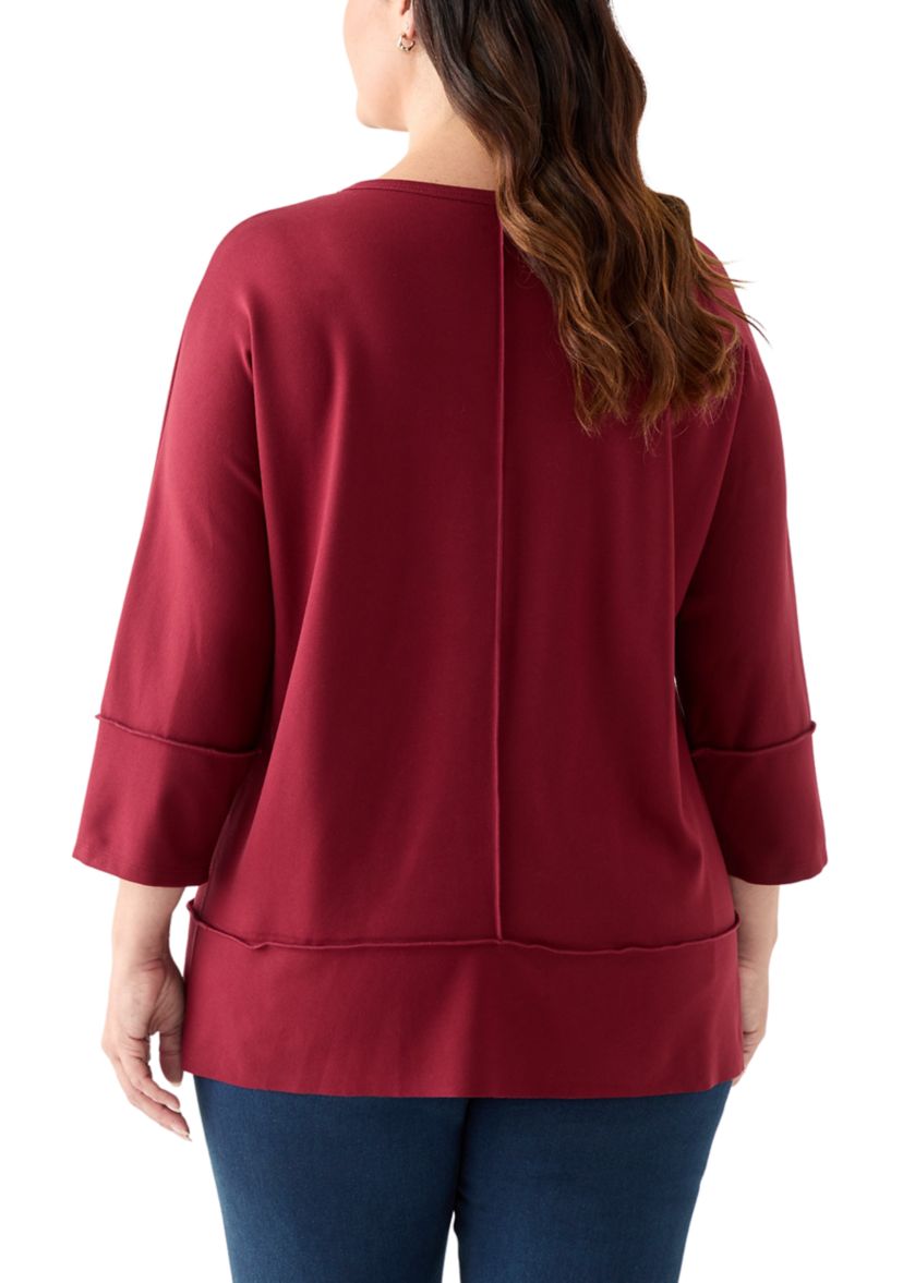 Plus Size Serenity Knit 3/4 Dolman Sleeve Tunic Top