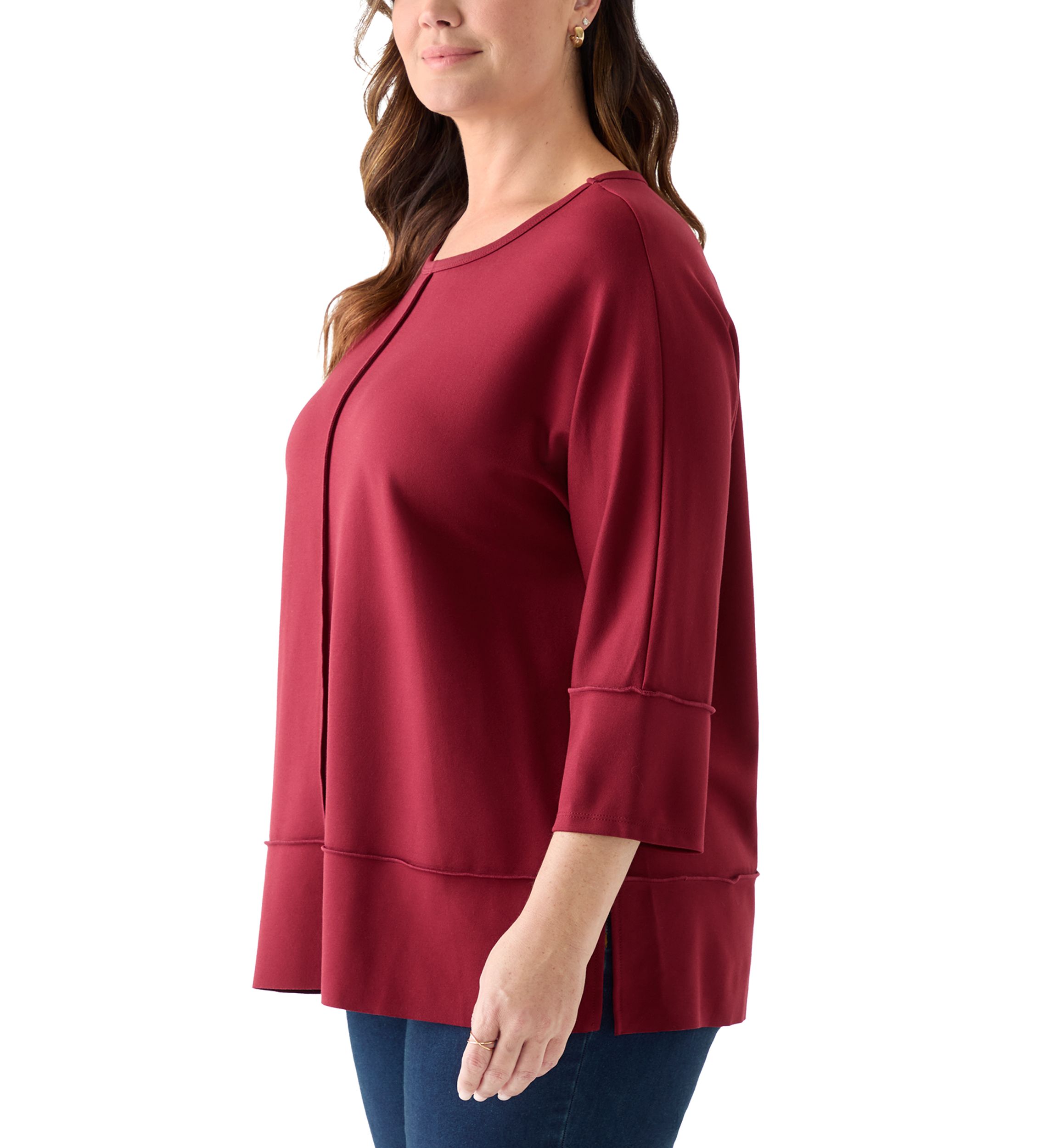 Plus Size Serenity Knit 3/4 Dolman Sleeve Tunic Top