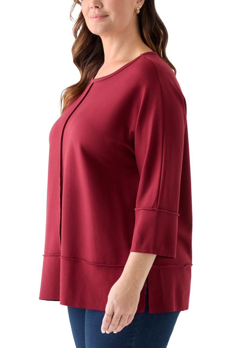Plus Size Serenity Knit 3/4 Dolman Sleeve Tunic Top