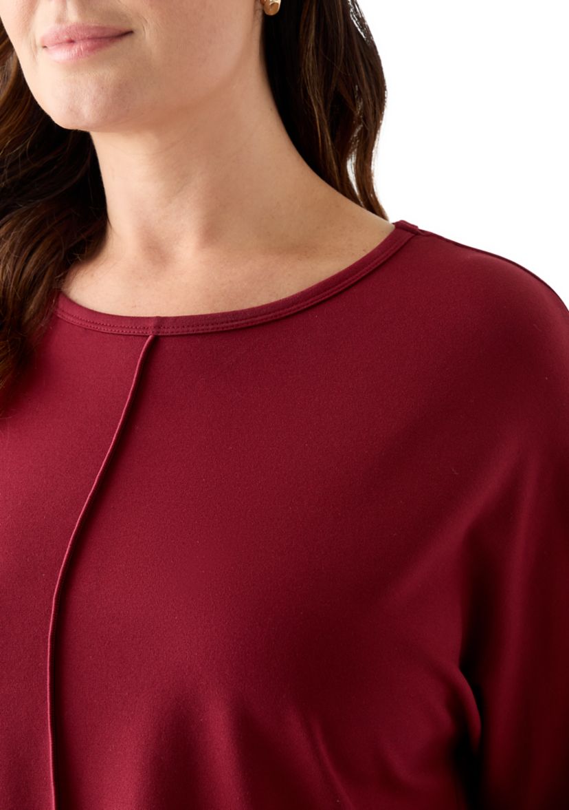 Plus Size Serenity Knit 3/4 Dolman Sleeve Tunic Top