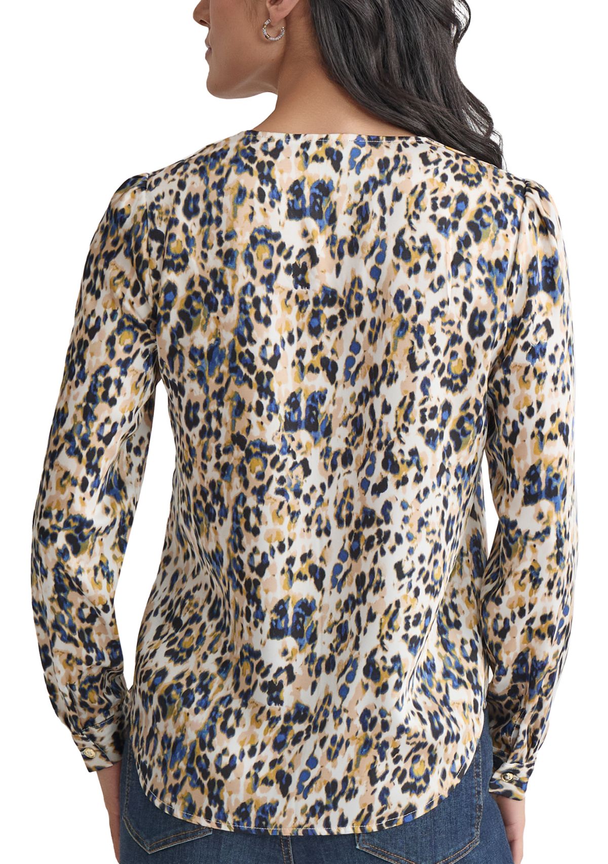 Womens Long Sleeve Printed Utility Blouse 