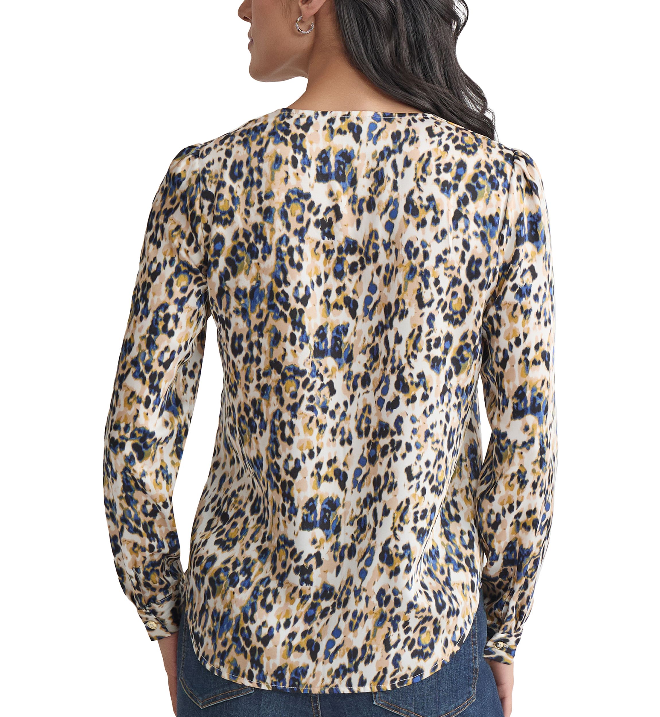 Womens Long Sleeve Printed Utility Blouse 