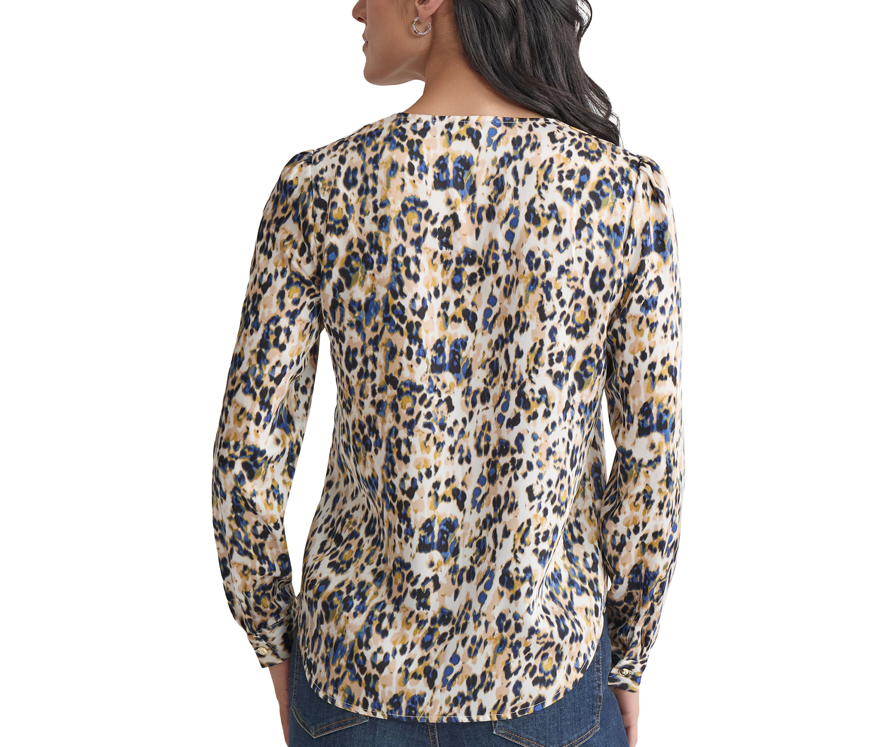 Womens Long Sleeve Printed Utility Blouse 