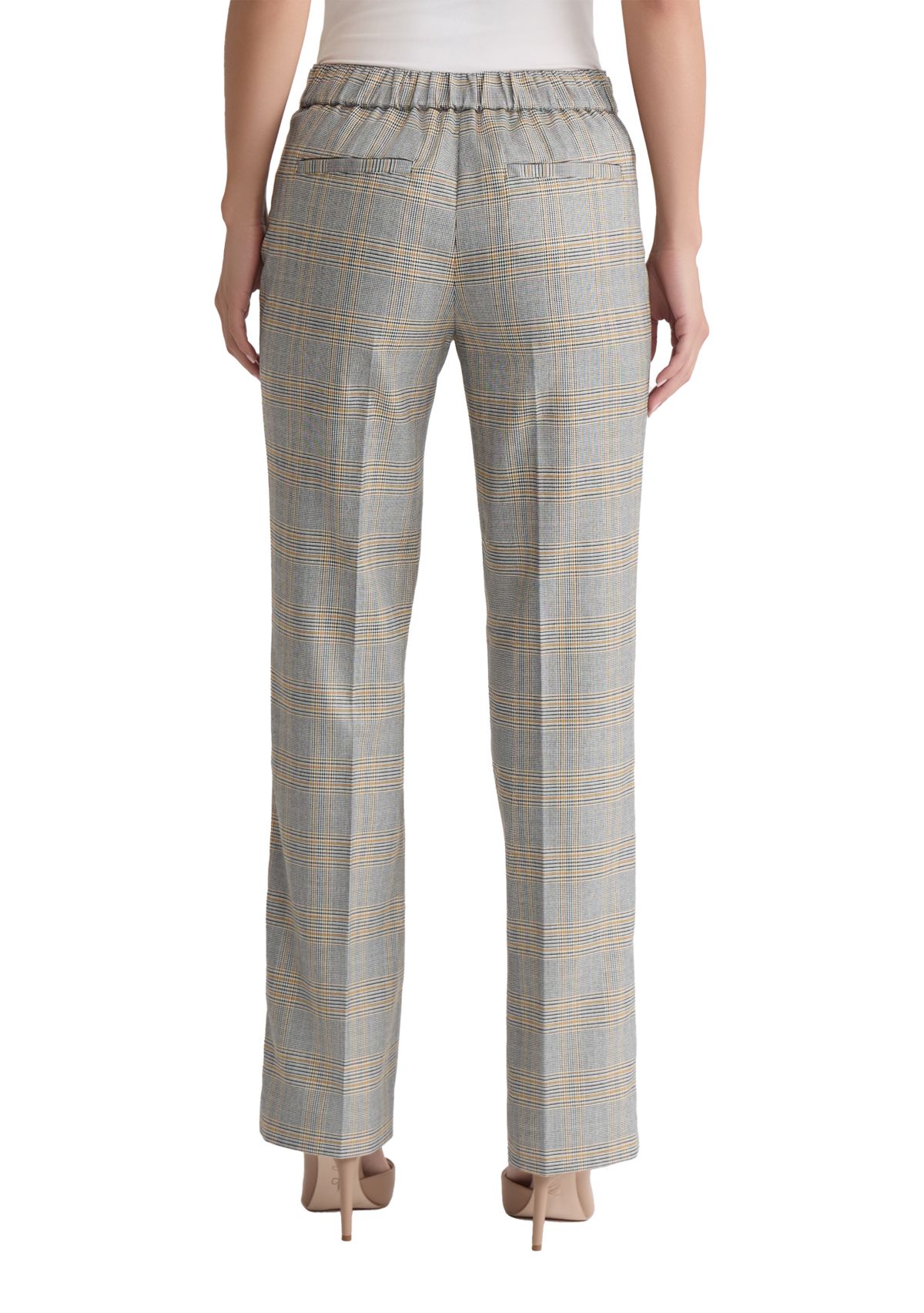 Womens Pull On Plaid Trousers 