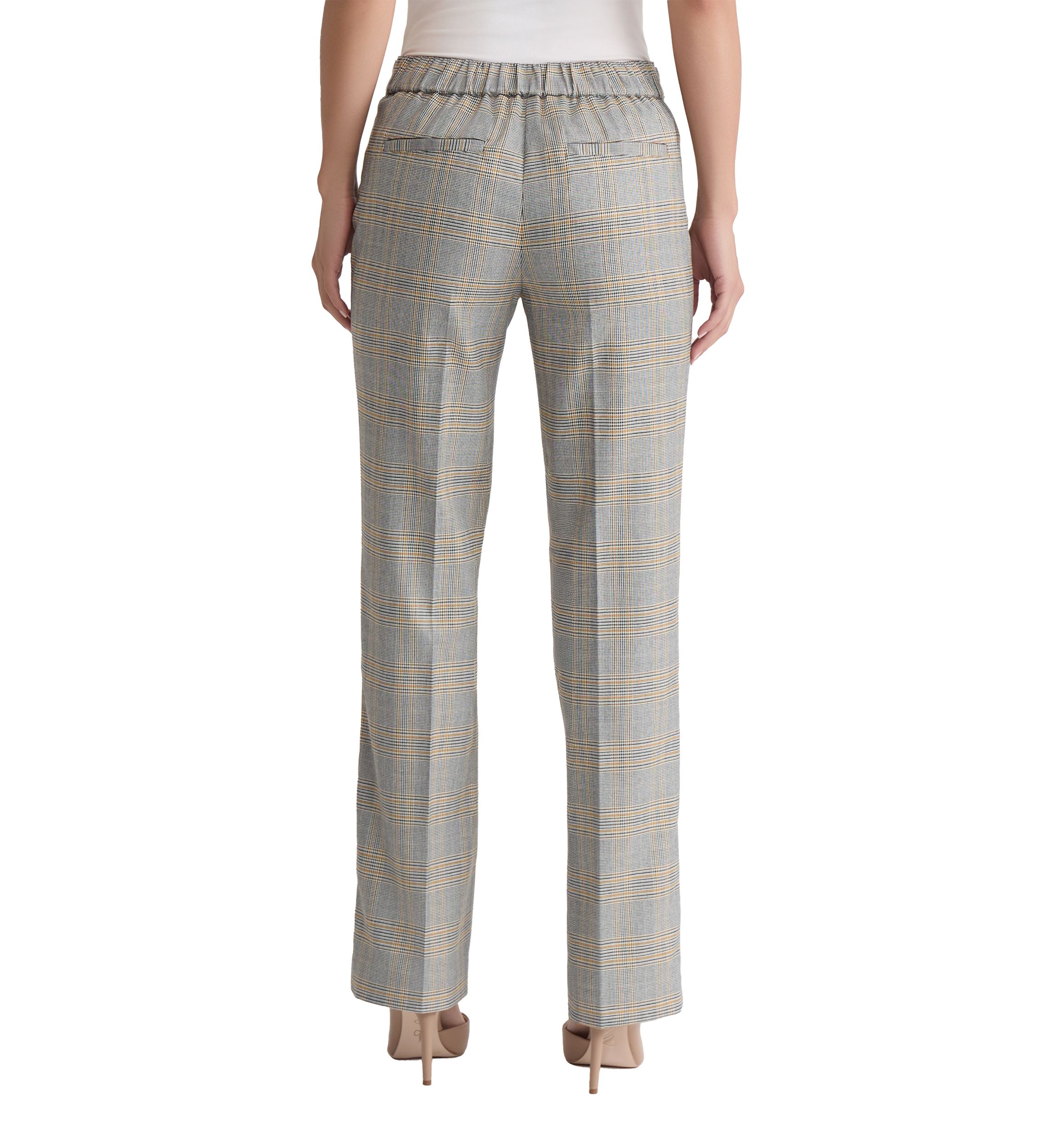 Womens Pull On Plaid Trousers 