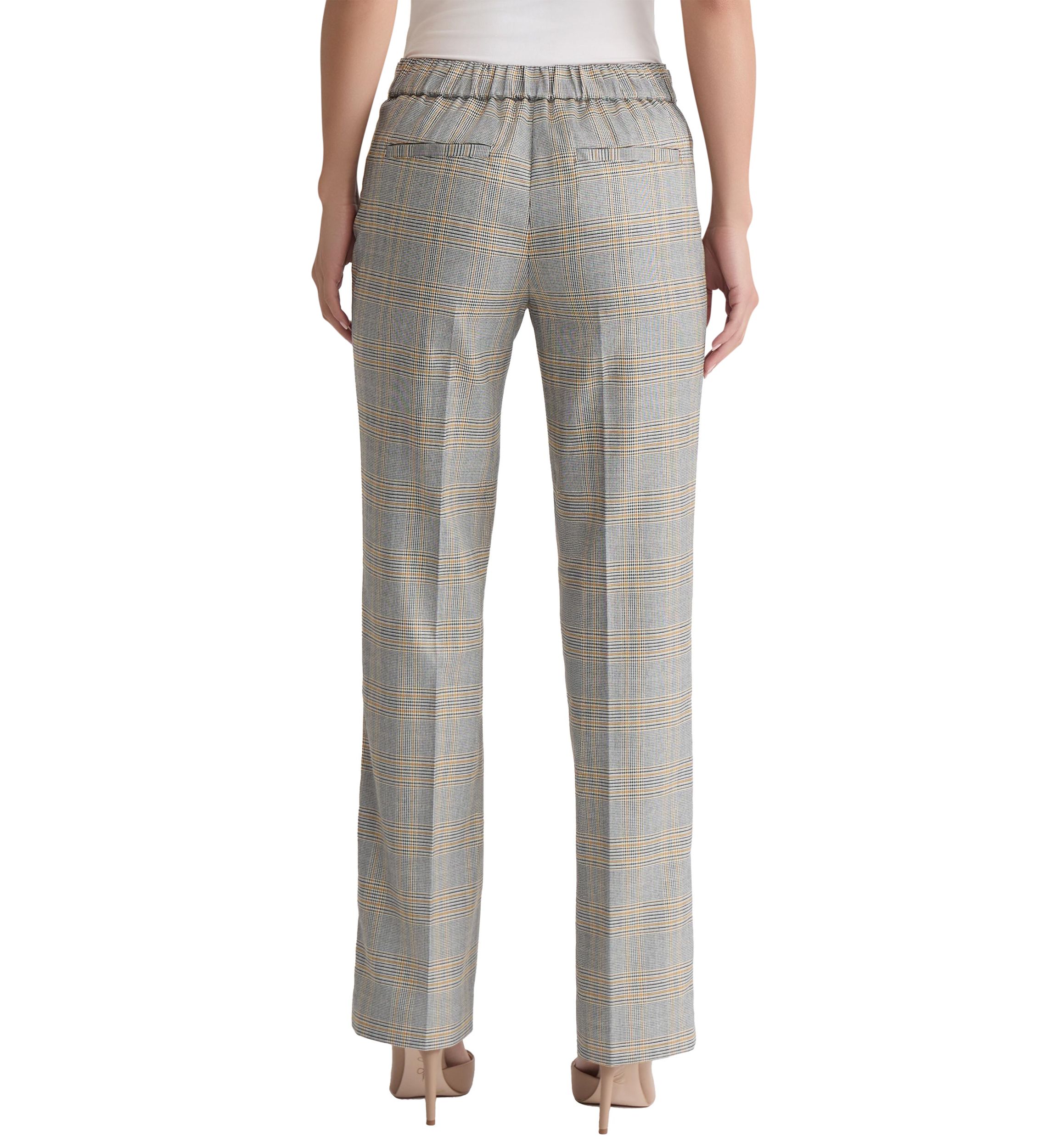 Petite Pull-On Belt Loop Button Tab Trousers - Glen Plaid 