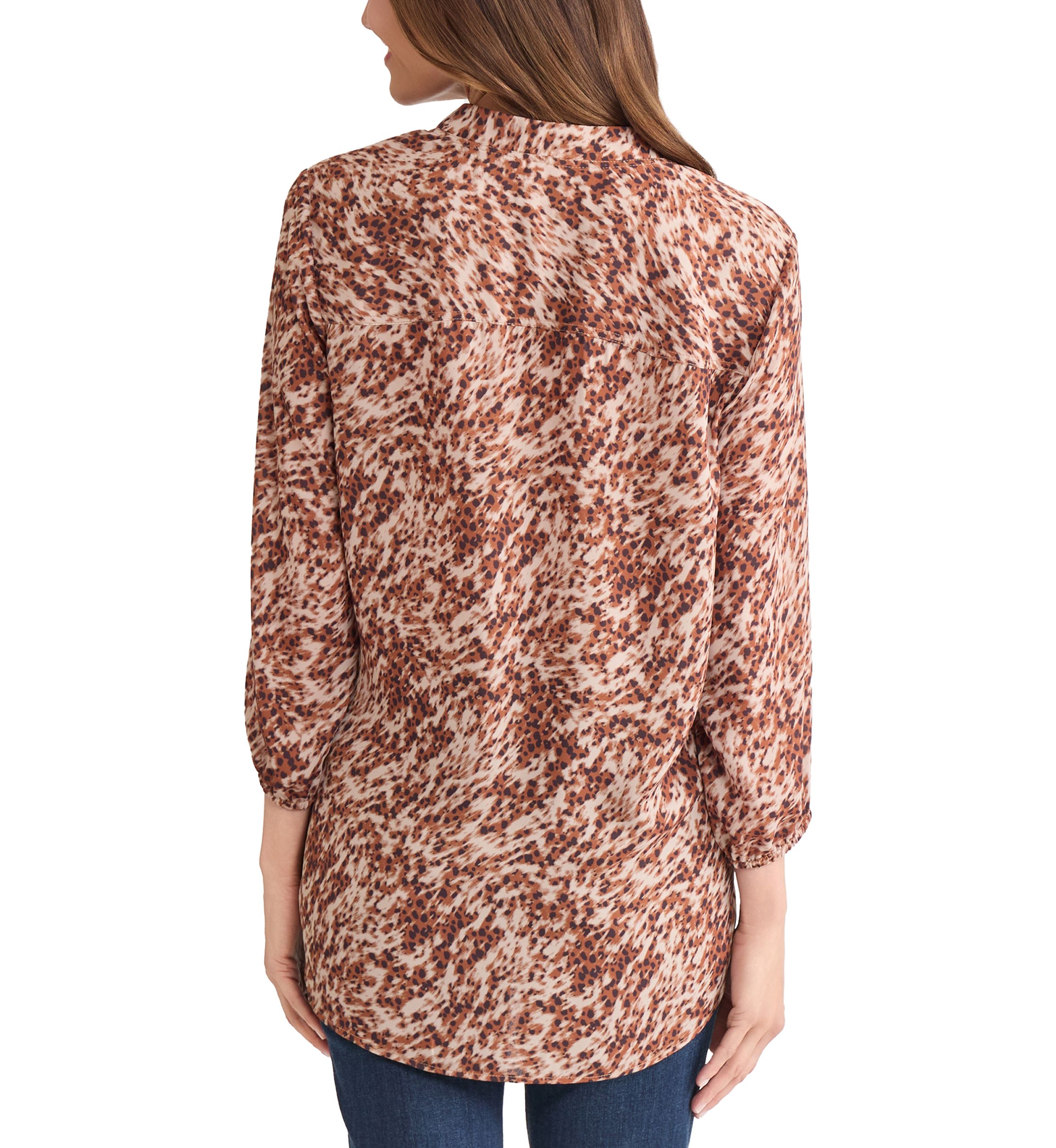 Womens 3/4 Sleeve V-Neck Printed Tunic