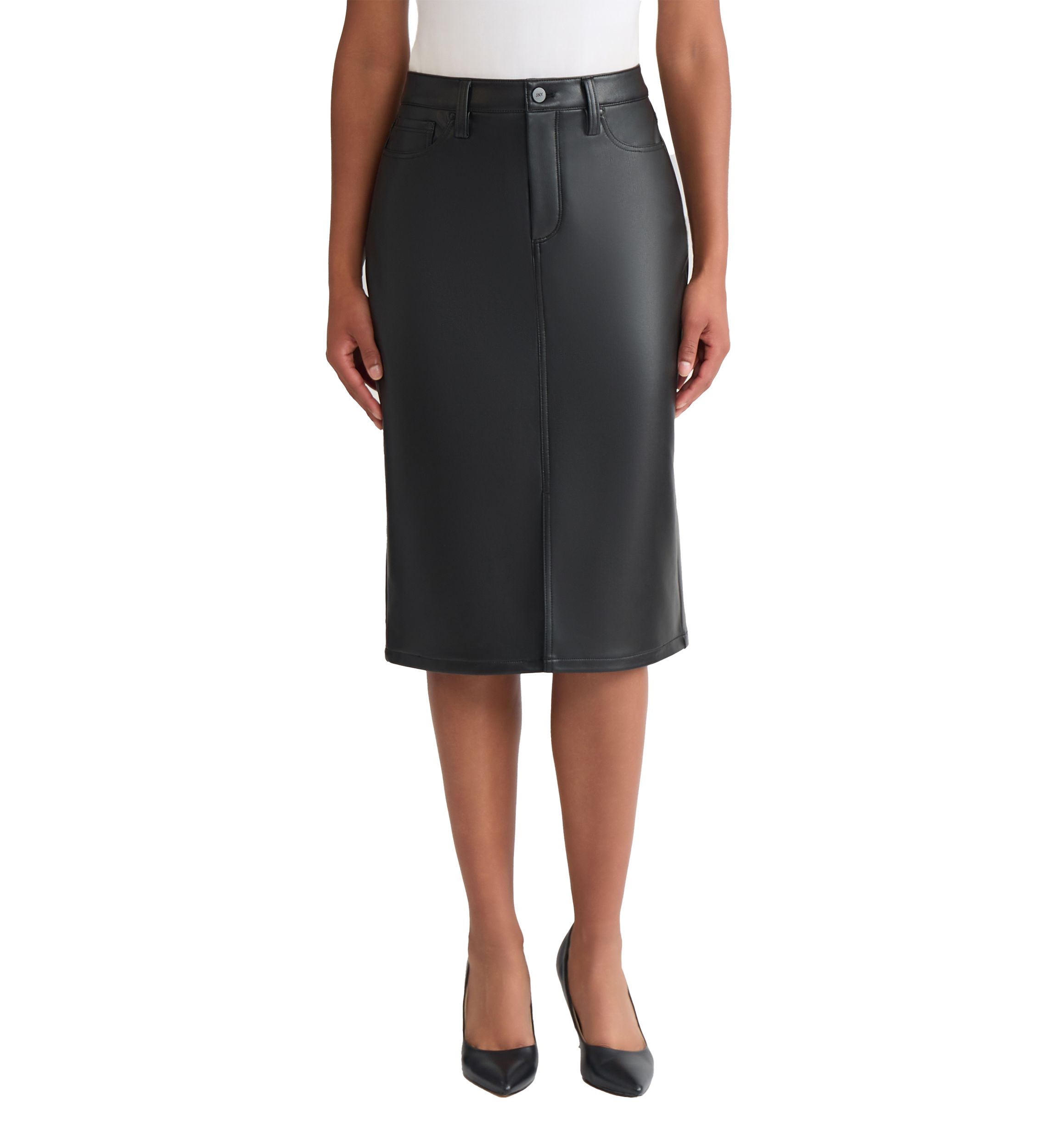 Womens Vegan Leather Midi Skirt 