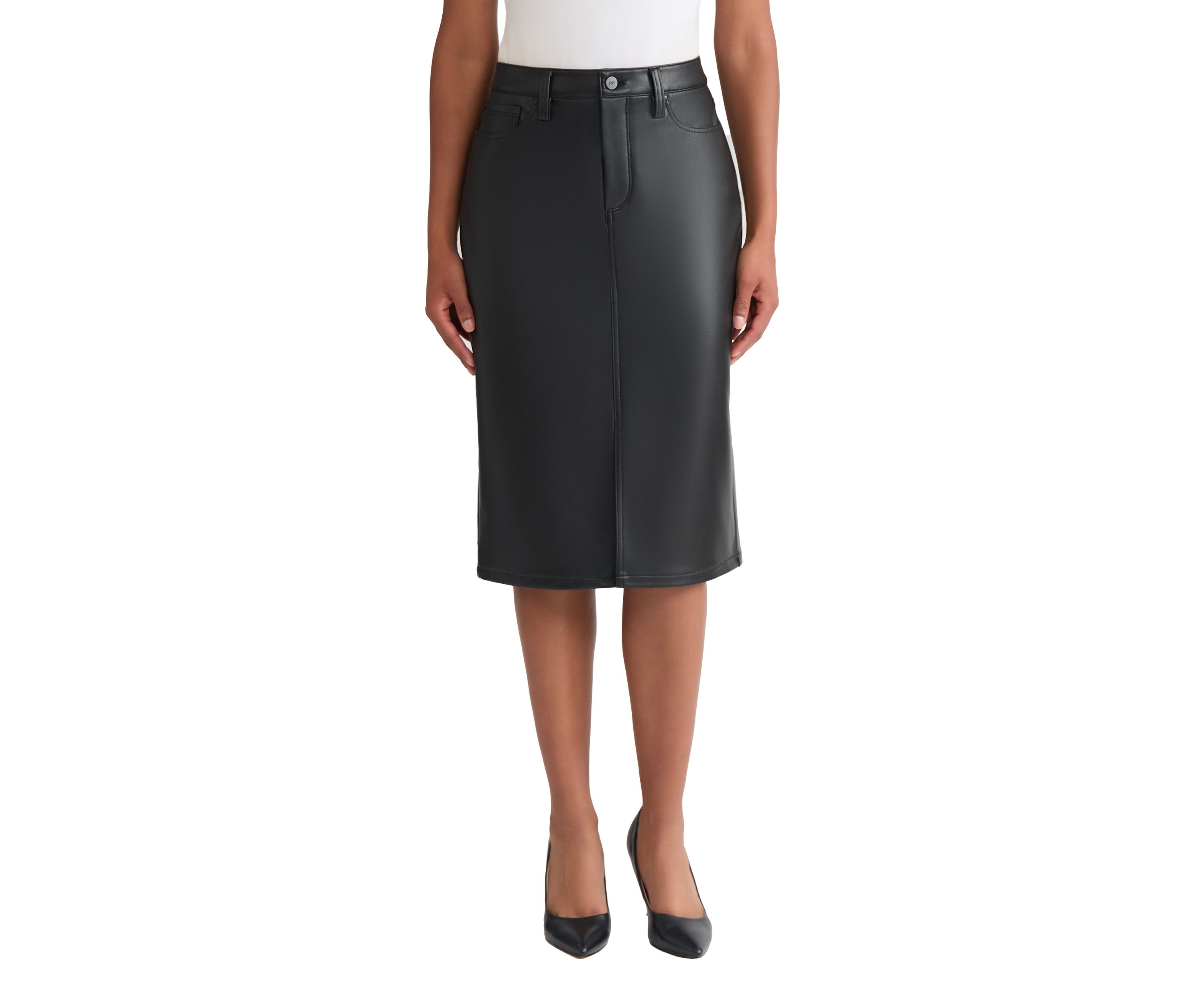 Womens Vegan Leather Midi Skirt 