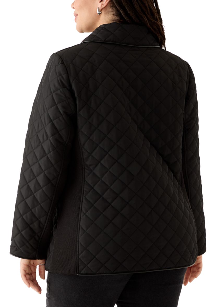 Plus Size Snap Front Quilted Jacket