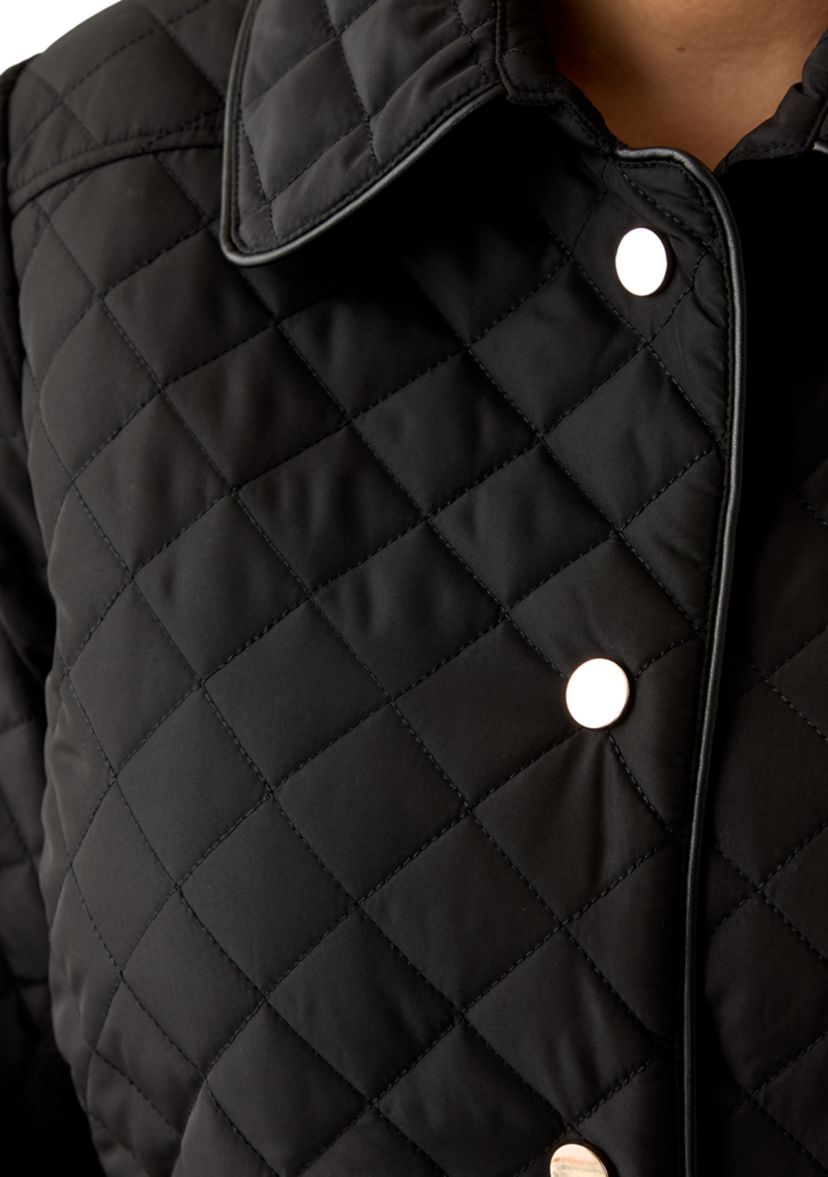 Plus Size Snap Front Quilted Jacket