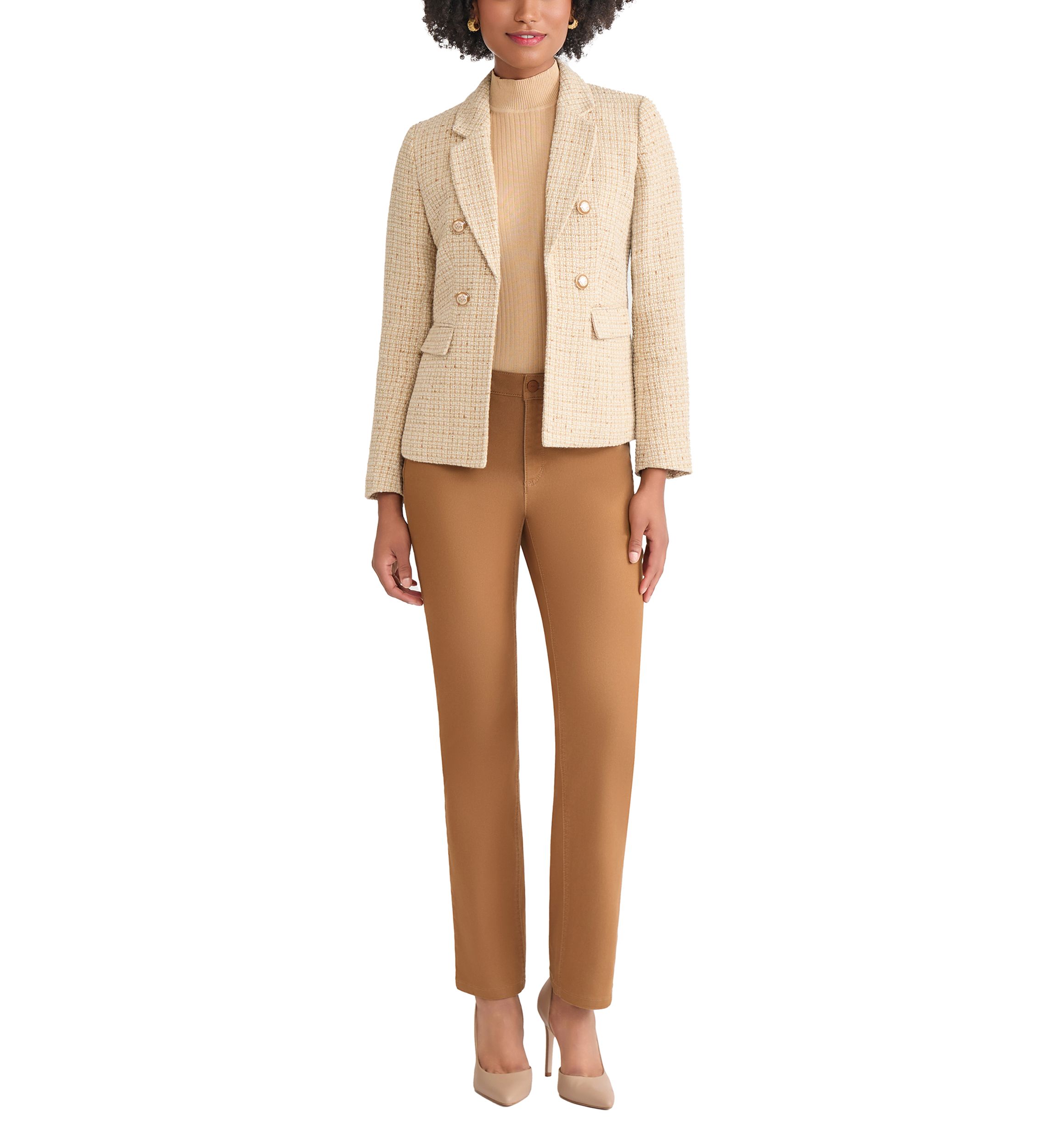 Womens Faux Double Breasted Jacket with Suede