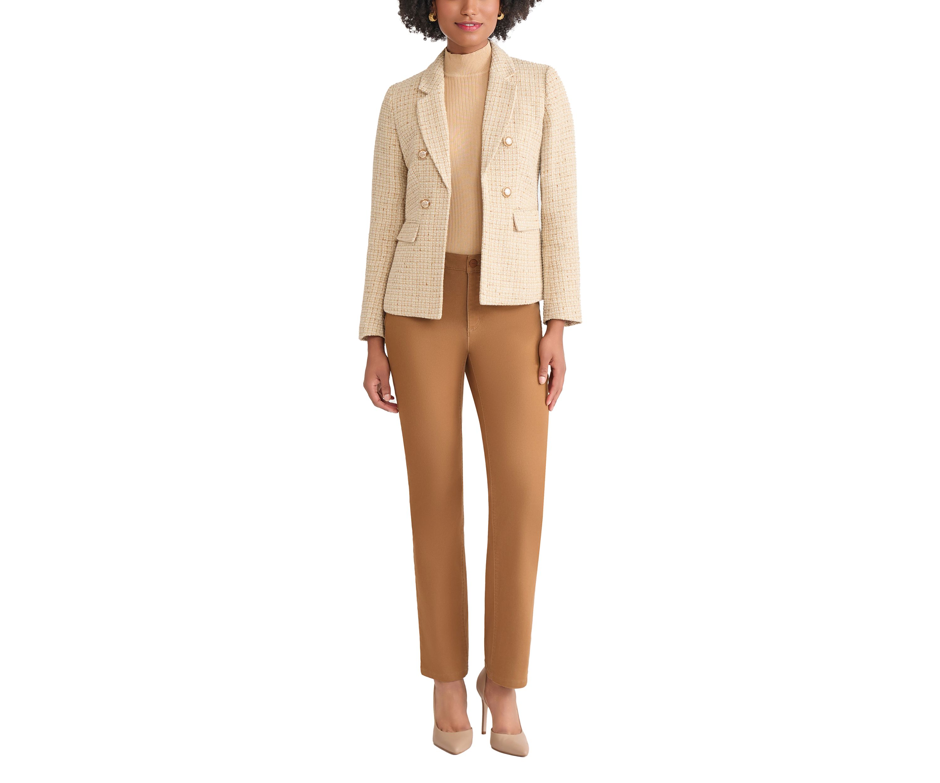 Womens Faux Double Breasted Jacket with Suede