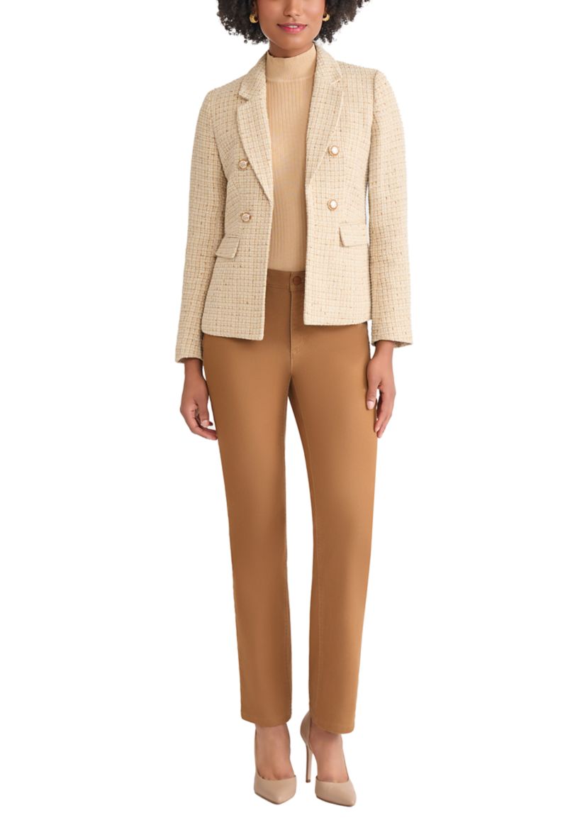Womens Faux Double Breasted Jacket with Suede