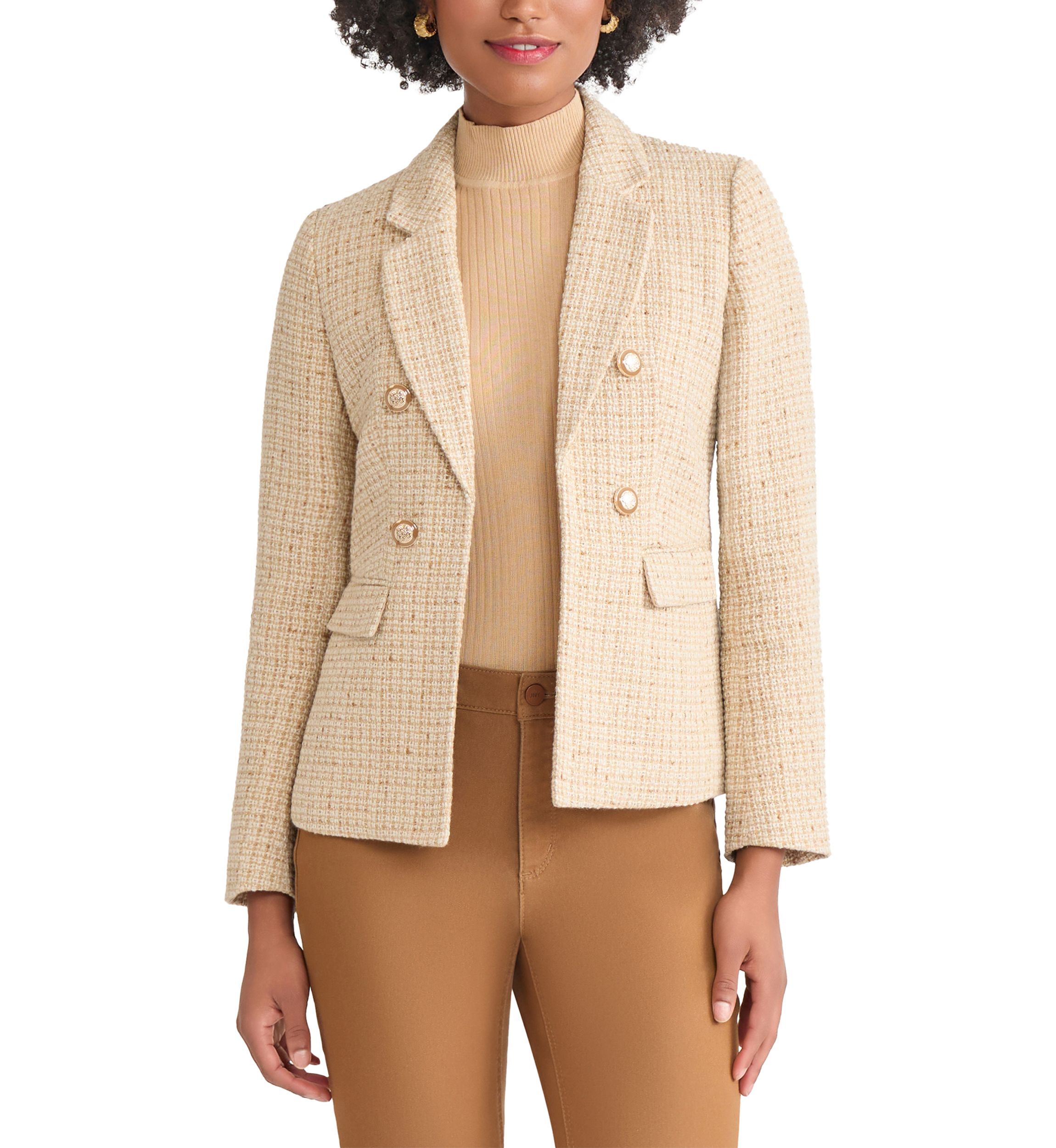 Petite Faux Double Breasted Suede Flap Pocket Jacket