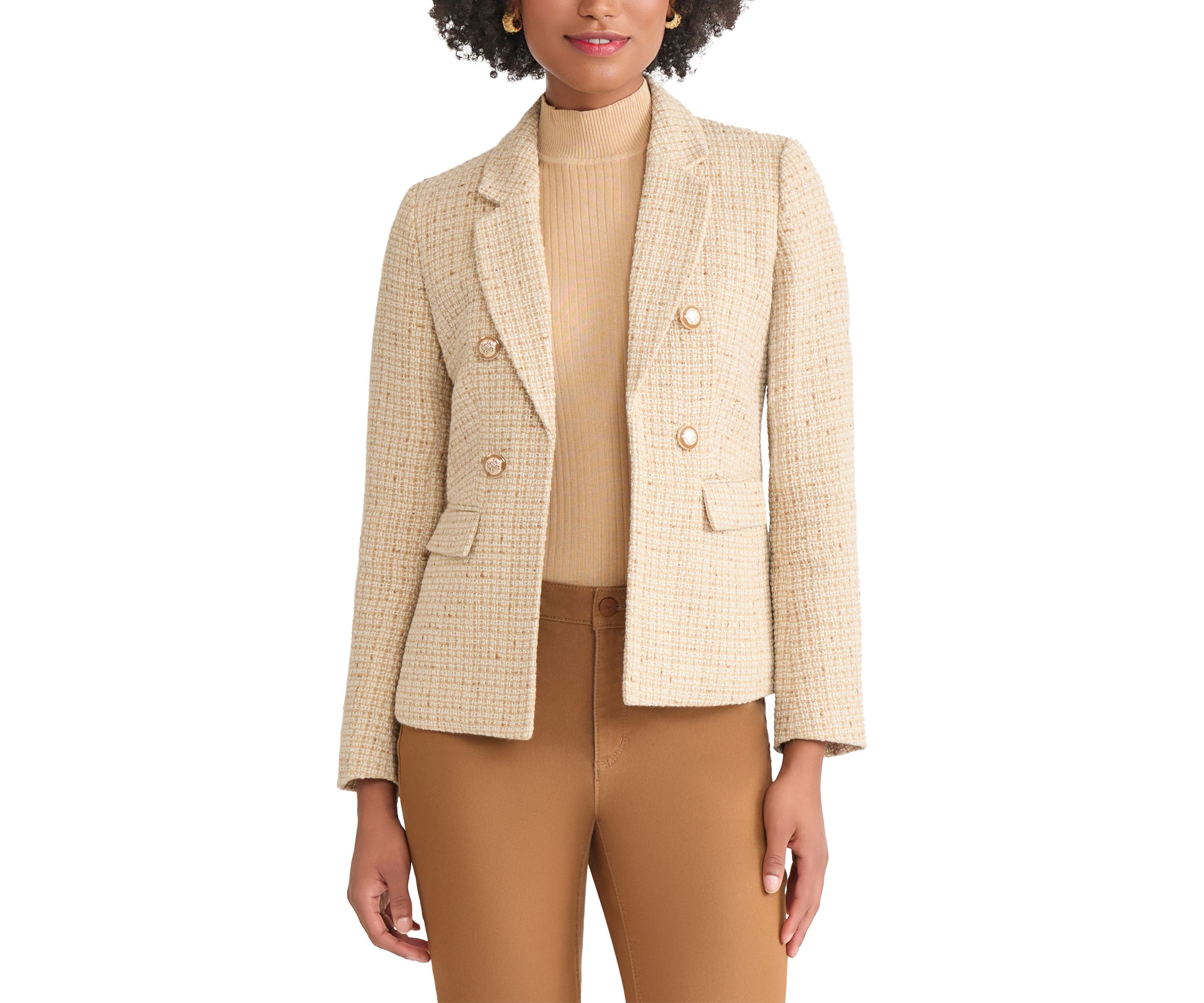 Petite Faux Double Breasted Suede Flap Pocket Jacket