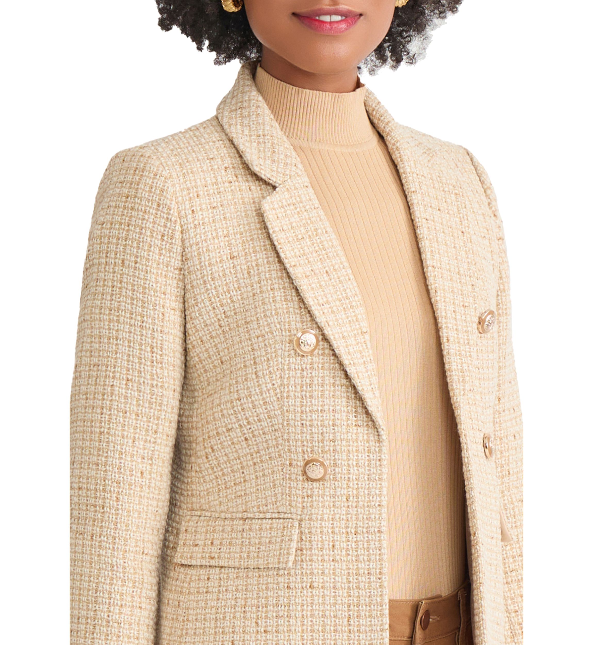Petite Faux Double Breasted Suede Flap Pocket Jacket