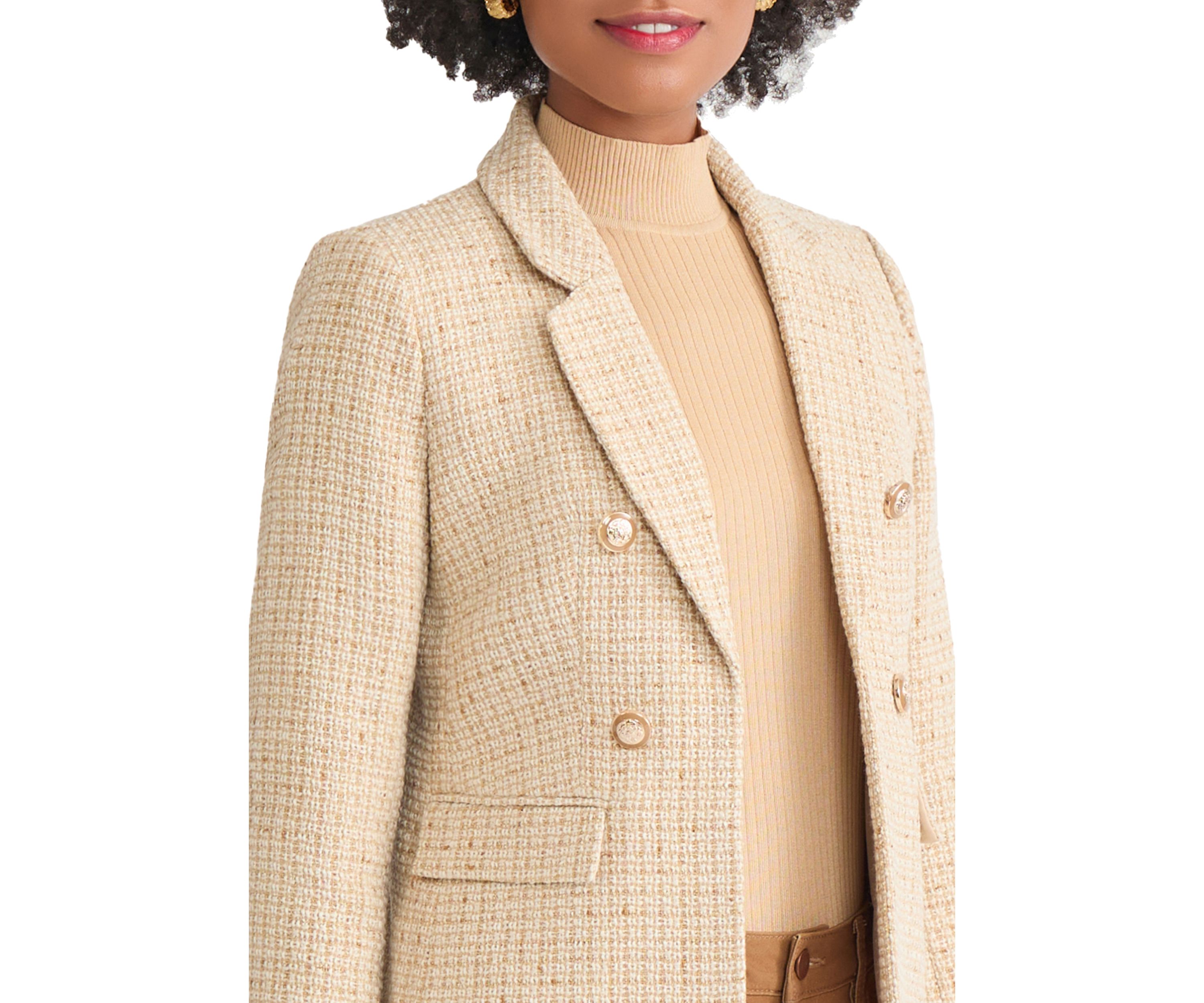 Petite Faux Double Breasted Suede Flap Pocket Jacket