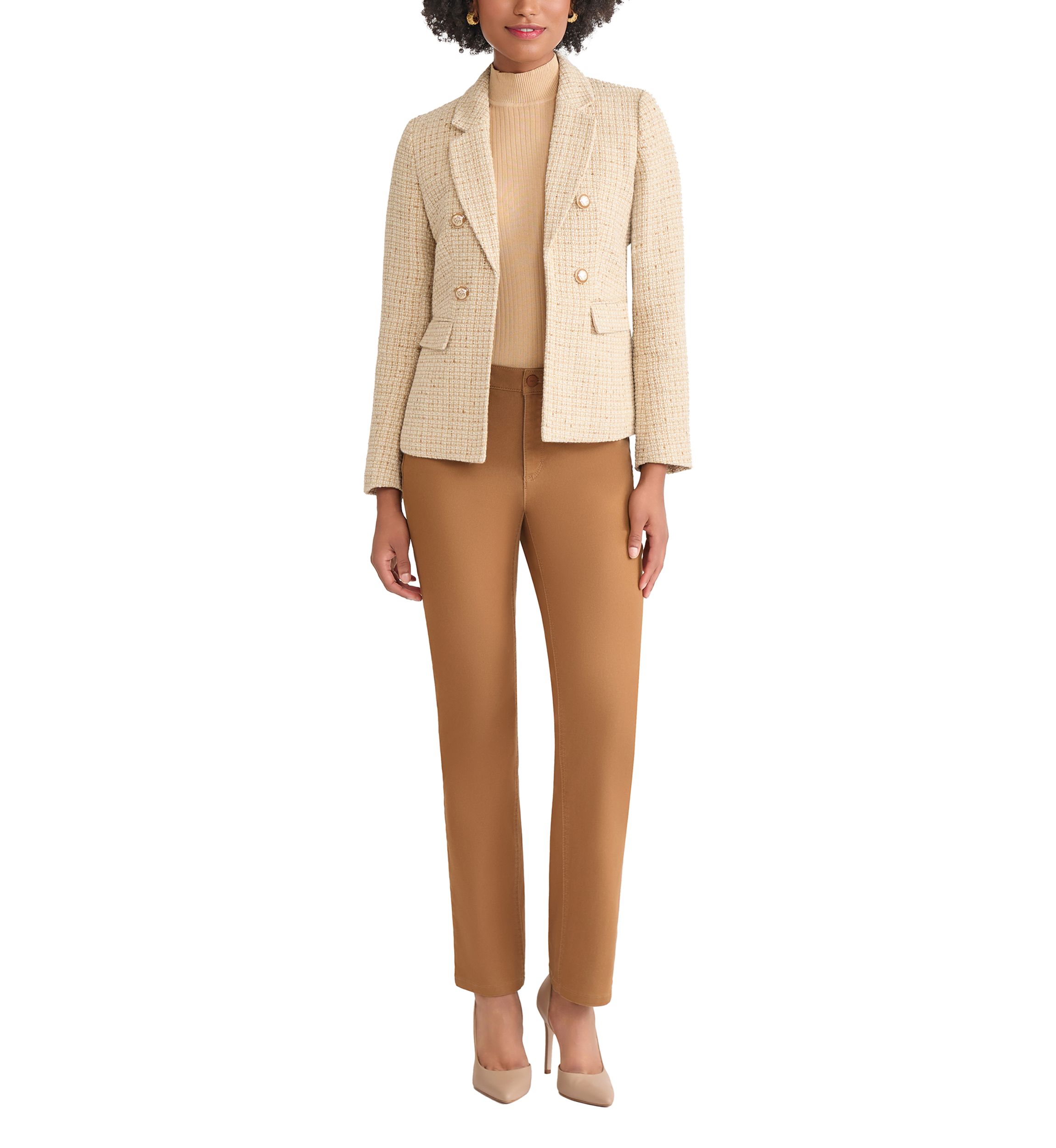 Petite Faux Double Breasted Suede Flap Pocket Jacket