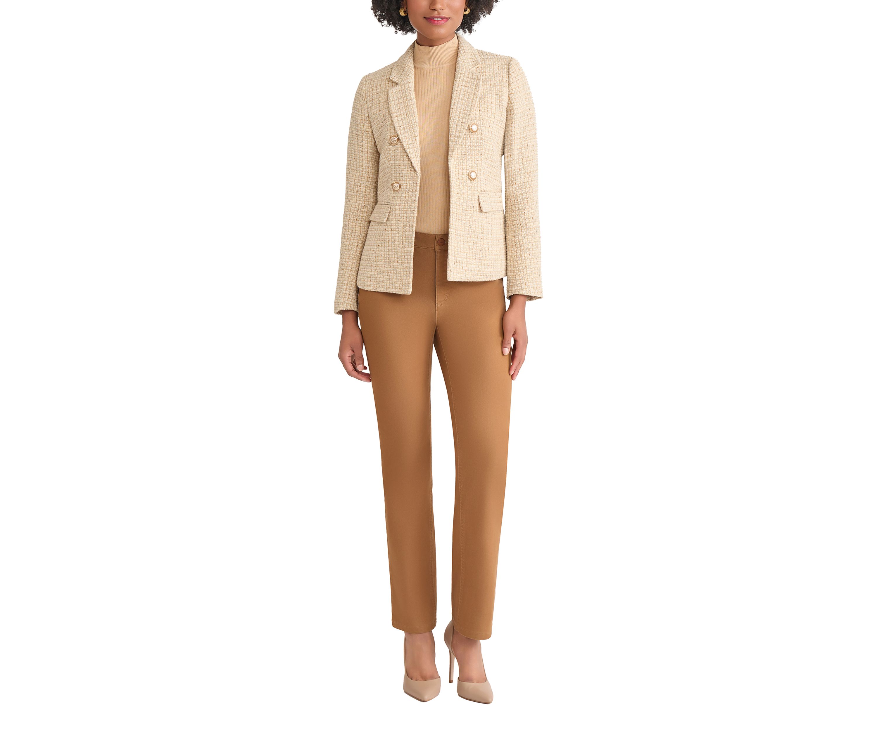 Petite Faux Double Breasted Suede Flap Pocket Jacket