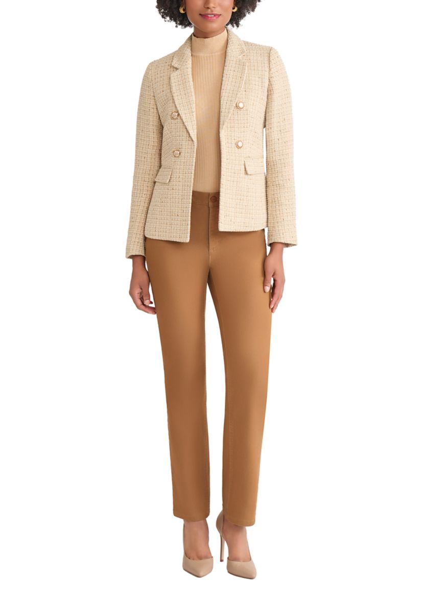 Petite Faux Double Breasted Suede Flap Pocket Jacket