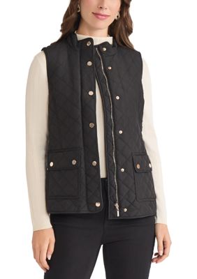 JONES NEW YORK Women's Quilted Vest, Black, Small