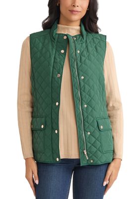 JONES NEW YORK Women's Quilted Vest, Green, Medium