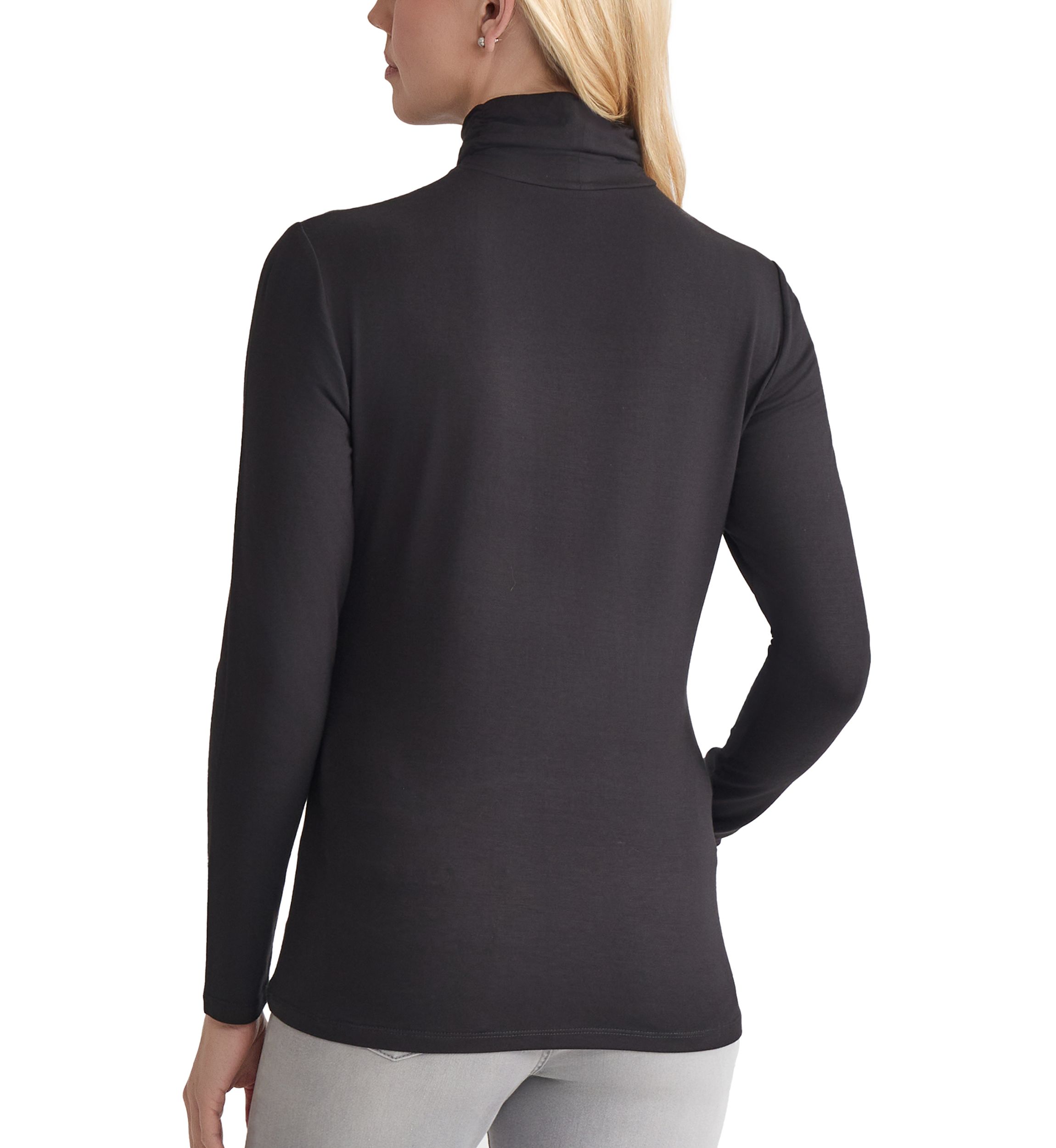 Womens Long Sleeve Turtleneck Sweater with Shirred Neck