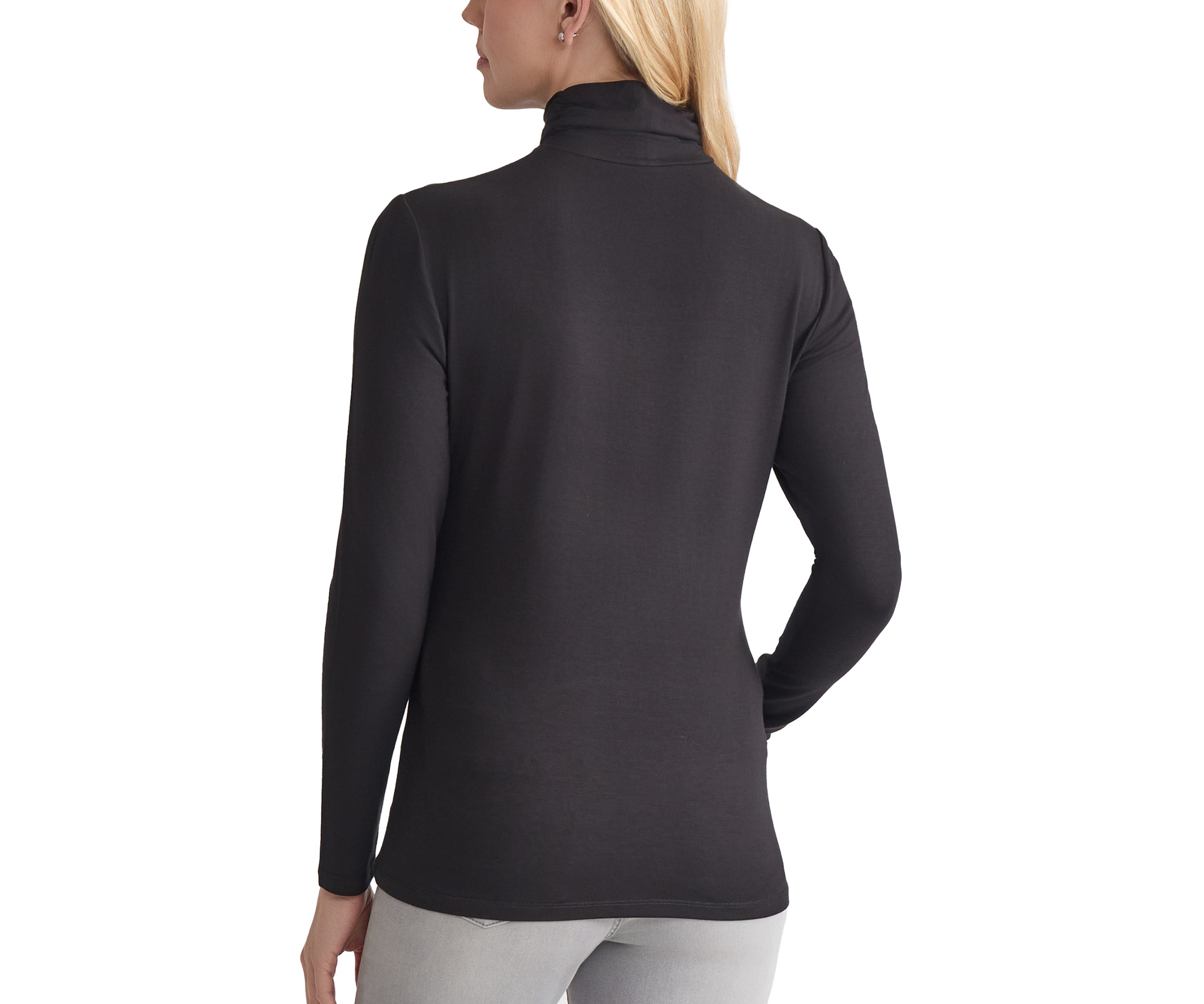 Womens Long Sleeve Turtleneck Sweater with Shirred Neck