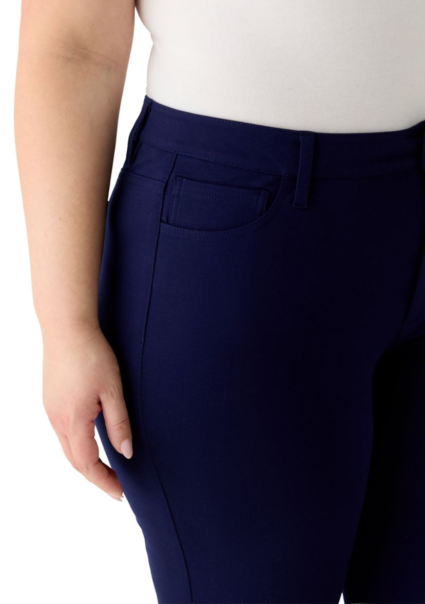 navy blue dress pants womens plus CQONEPT Womens Plus Size Dress Pants Business Straight Leg Pant Pull On  Slacks for Work Loose Fit Trousers with Pockets Navy 2XL