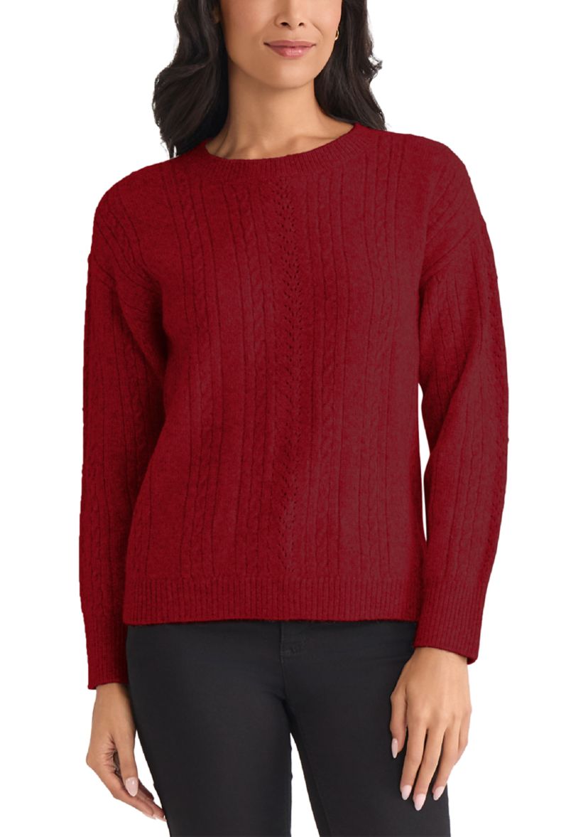 Womens Mix Stitch Crew Neck Sweater