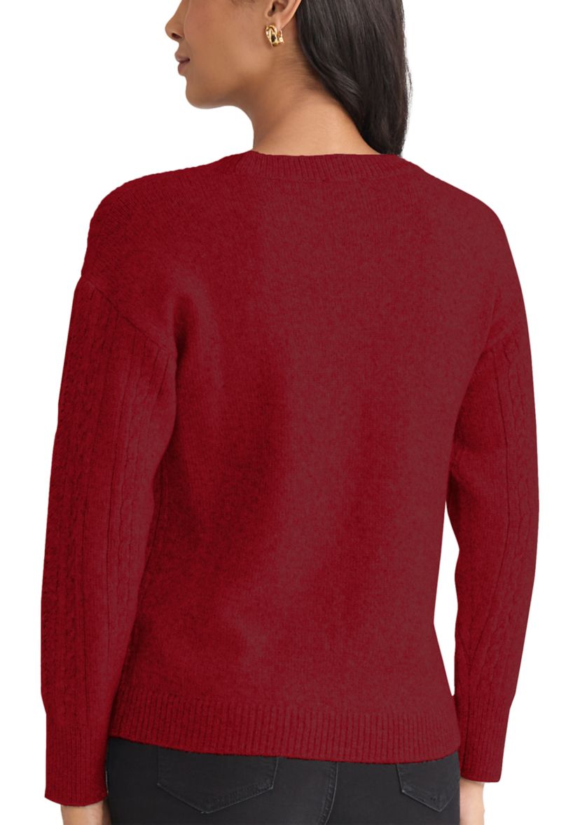 Womens Mix Stitch Crew Neck Sweater