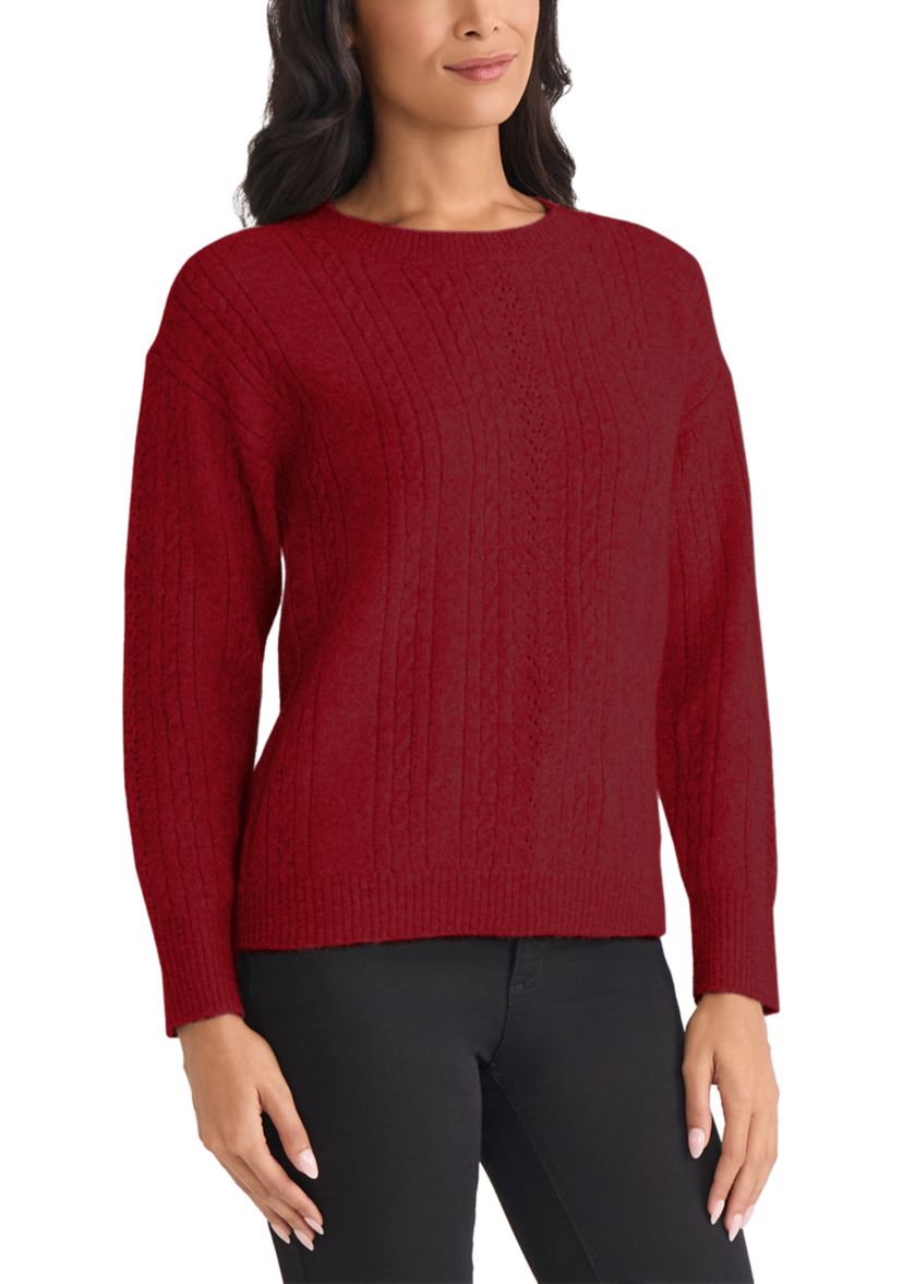 Womens Mix Stitch Crew Neck Sweater