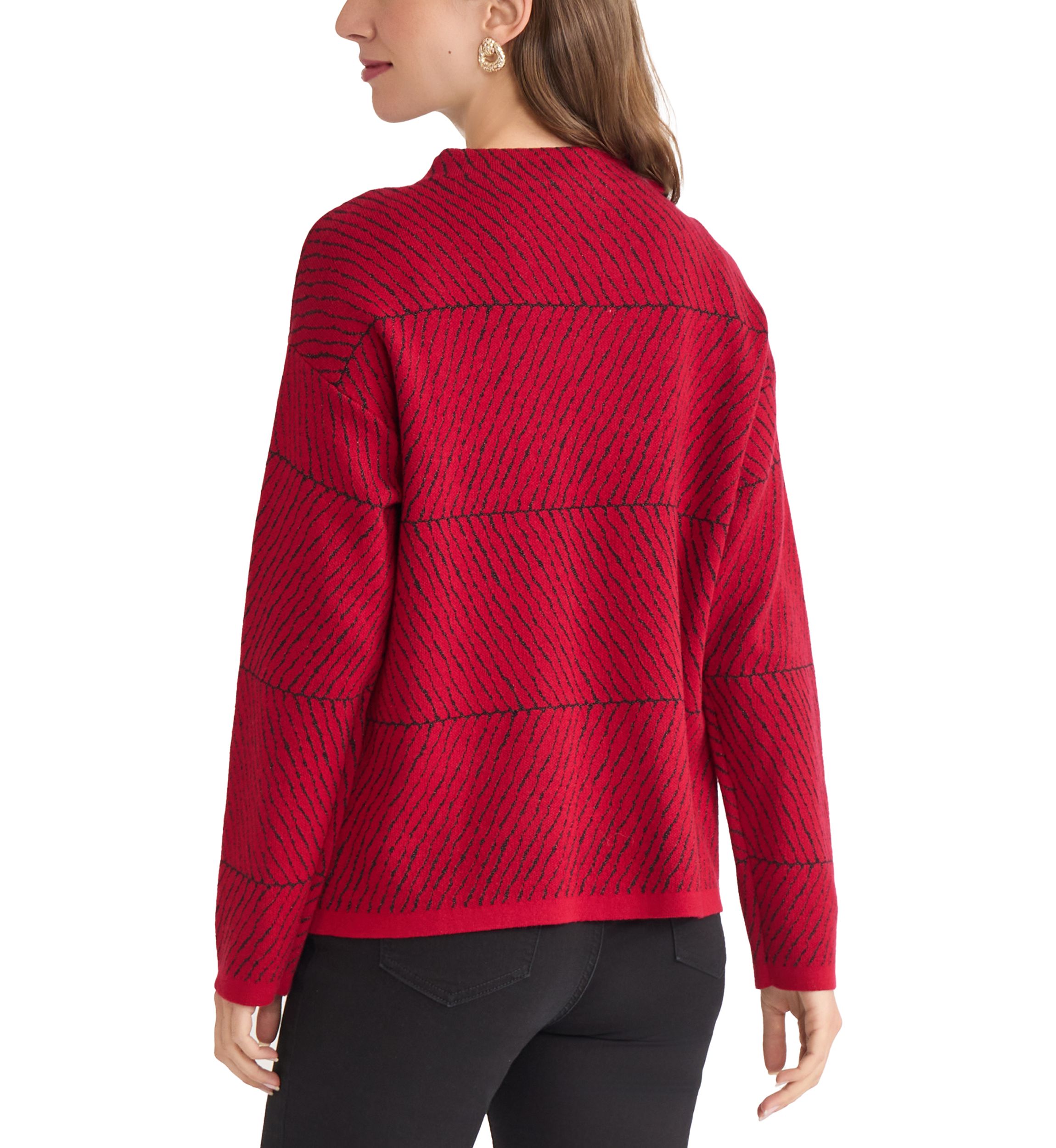 Jaquard Long Sleeve Crew Neck Sweater