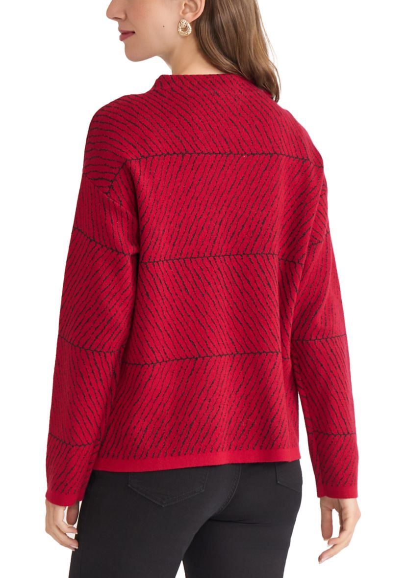 Jaquard Long Sleeve Crew Neck Sweater